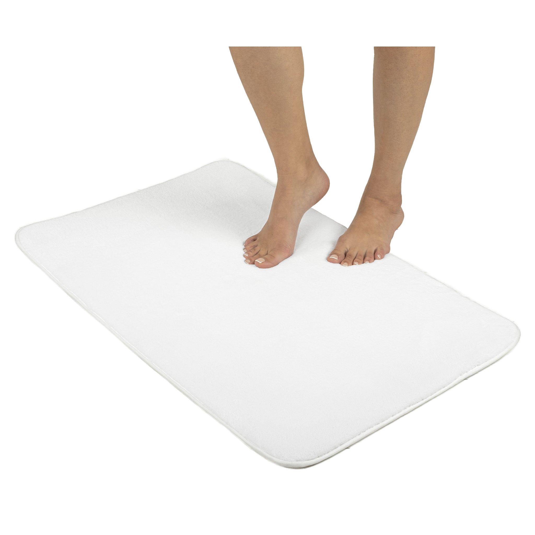 American-softlinen - Fluffy Foamed Non-Slip Bath Rug 21x32 Inch - 18 Set Case Pack - White - 1