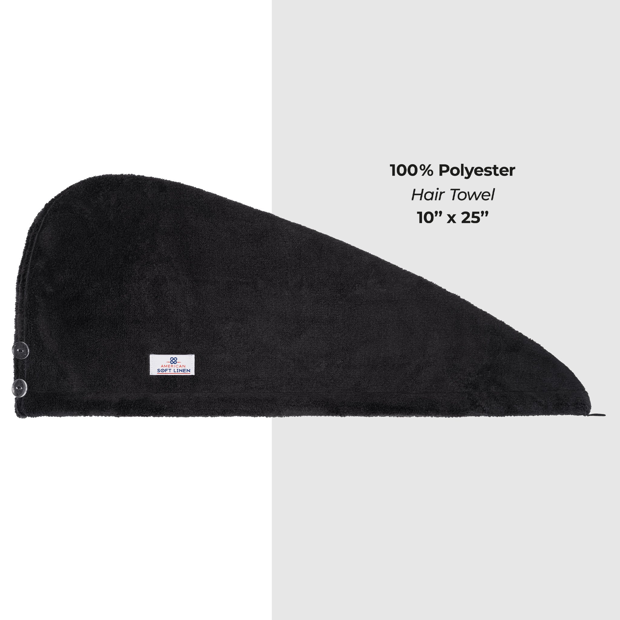 American-softlinen - Hair Drying Towel - 2-PACKED - 50 Piece Case Pack - Black - 4