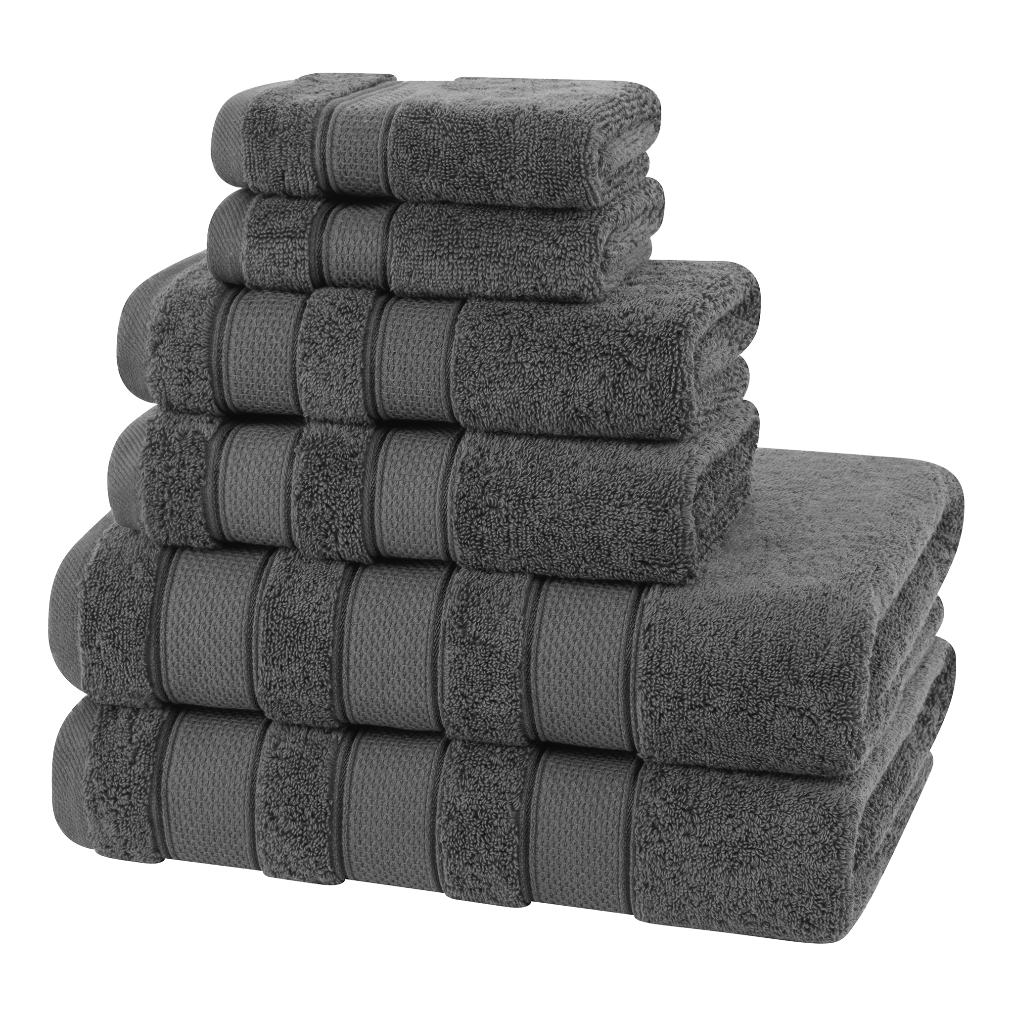 American-softlinen - Salem 6 Piece Turkish Combed Cotton Luxury Bath Towel Set - 10 Set Case Pack - Gray - 5