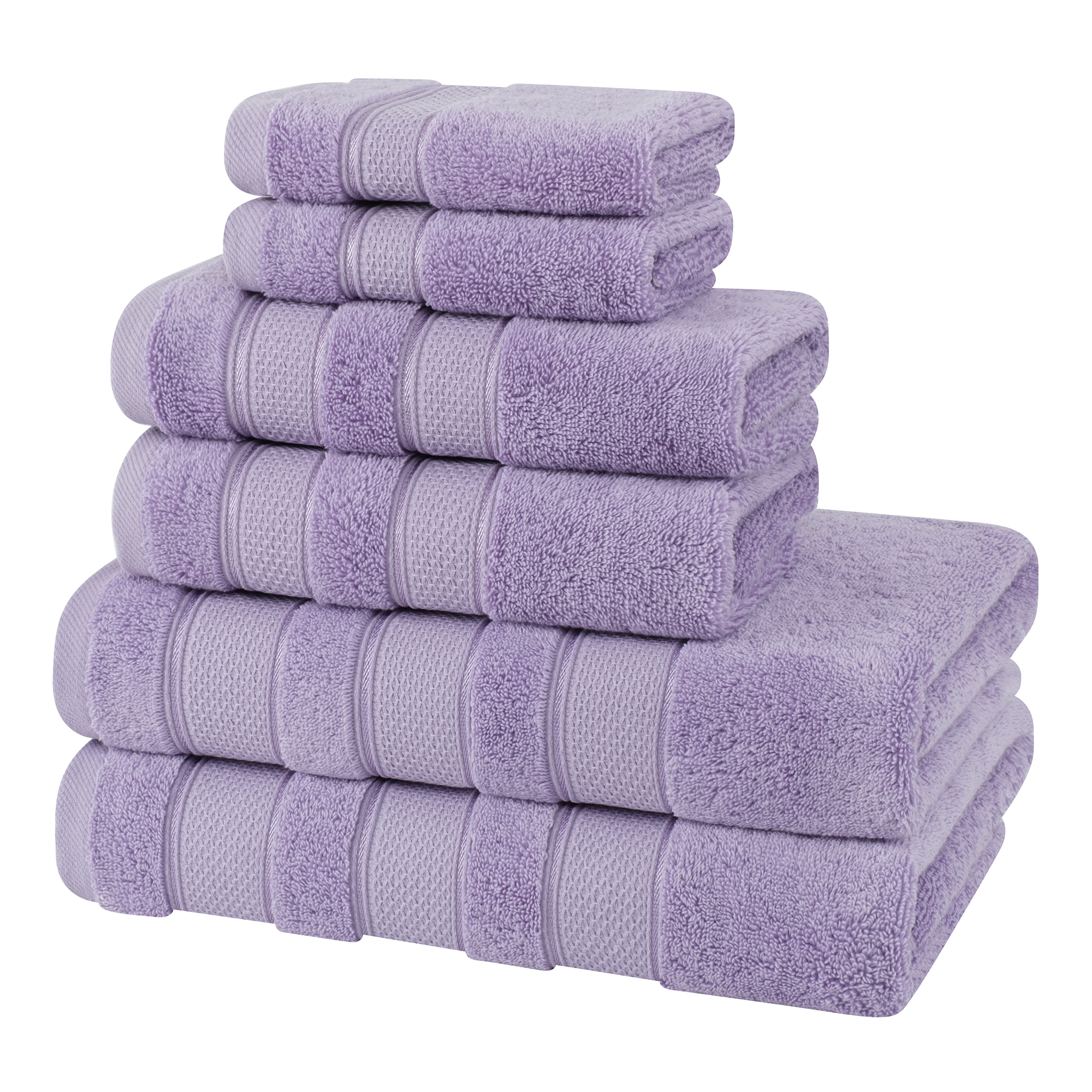 American-softlinen - Salem 6 Piece Turkish Combed Cotton Luxury Bath Towel Set - 10 Set Case Pack - Lilac - 5