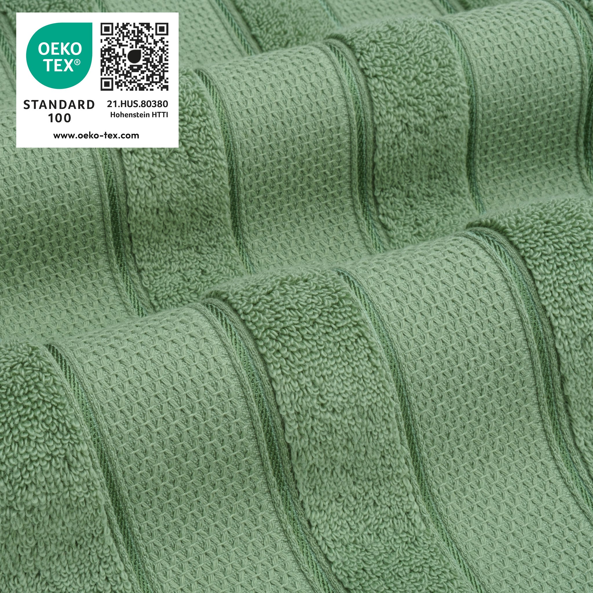 American-softlinen - Salem 6 Piece Turkish Combed Cotton Luxury Bath Towel Set - 10 Set Case Pack - Sage-Green - 3