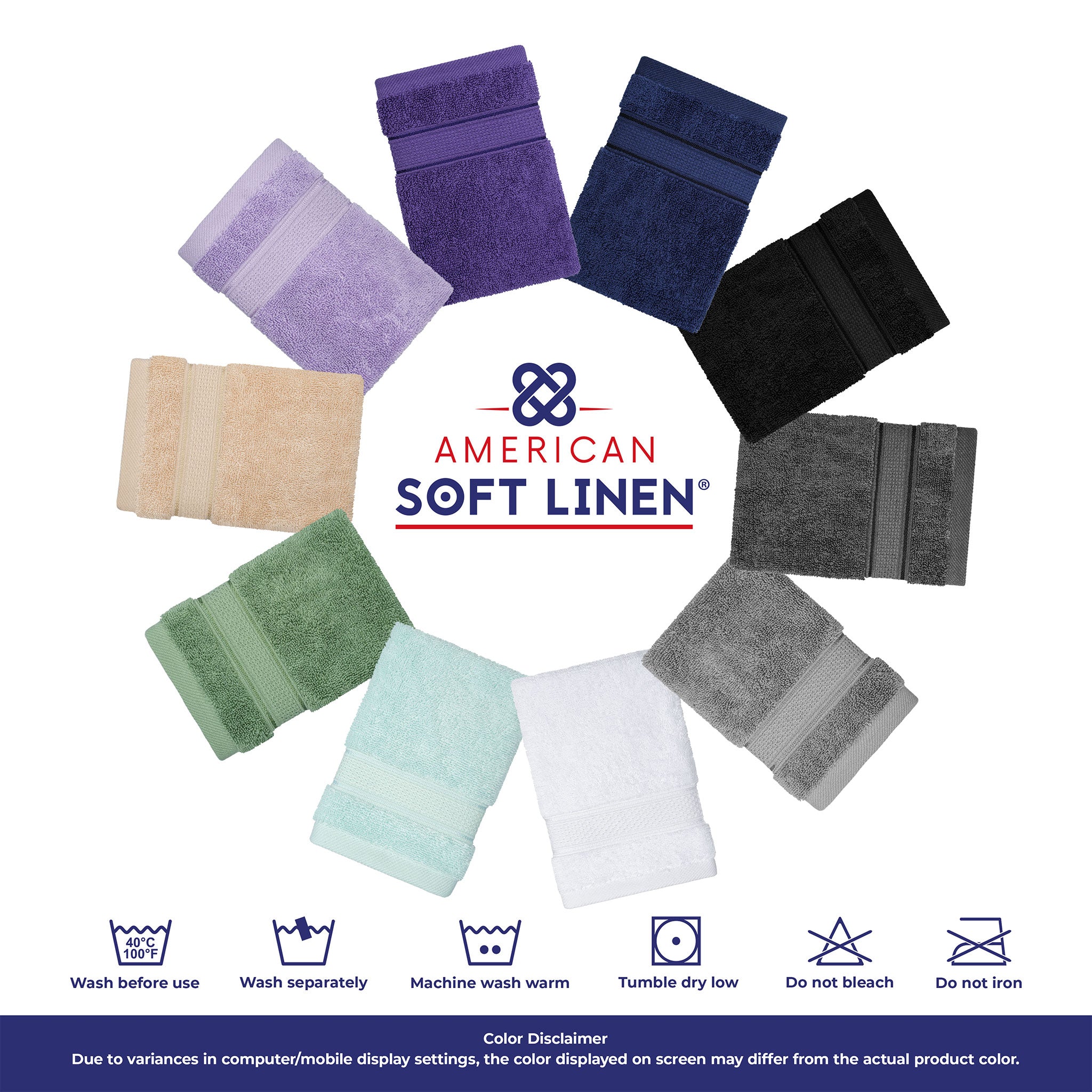 American-softlinen - Salem 6 Piece Turkish Combed Cotton Luxury Bath Towel Set - 10 Set Case Pack - Sage-Green - 9