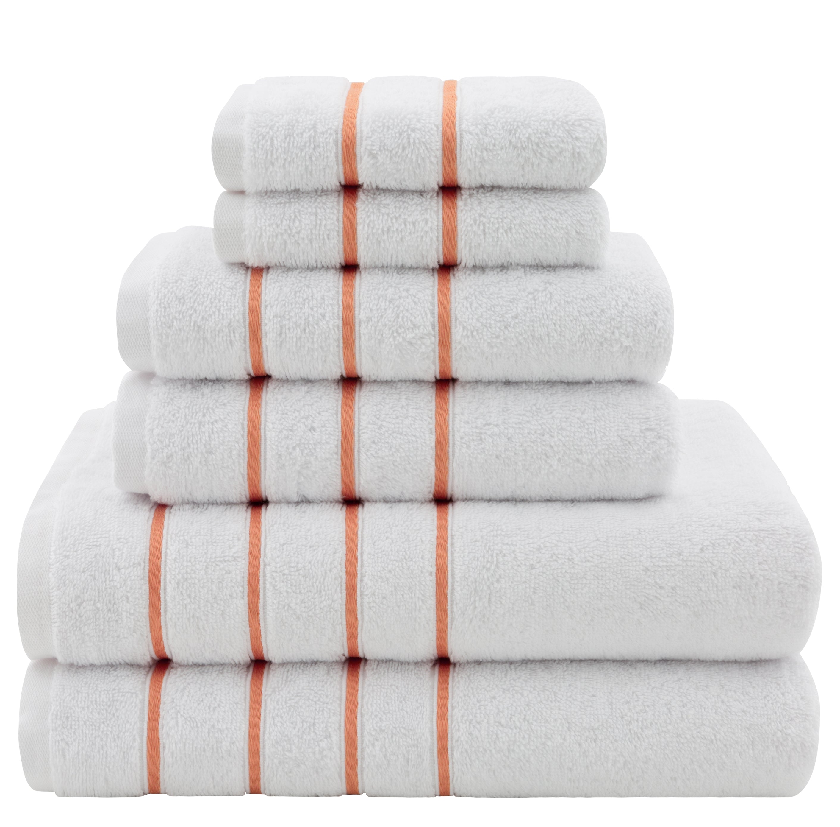 American-softlinen - Salem 6 Piece Turkish Cotton Luxury Towel Set - Malibu-Peach - 1