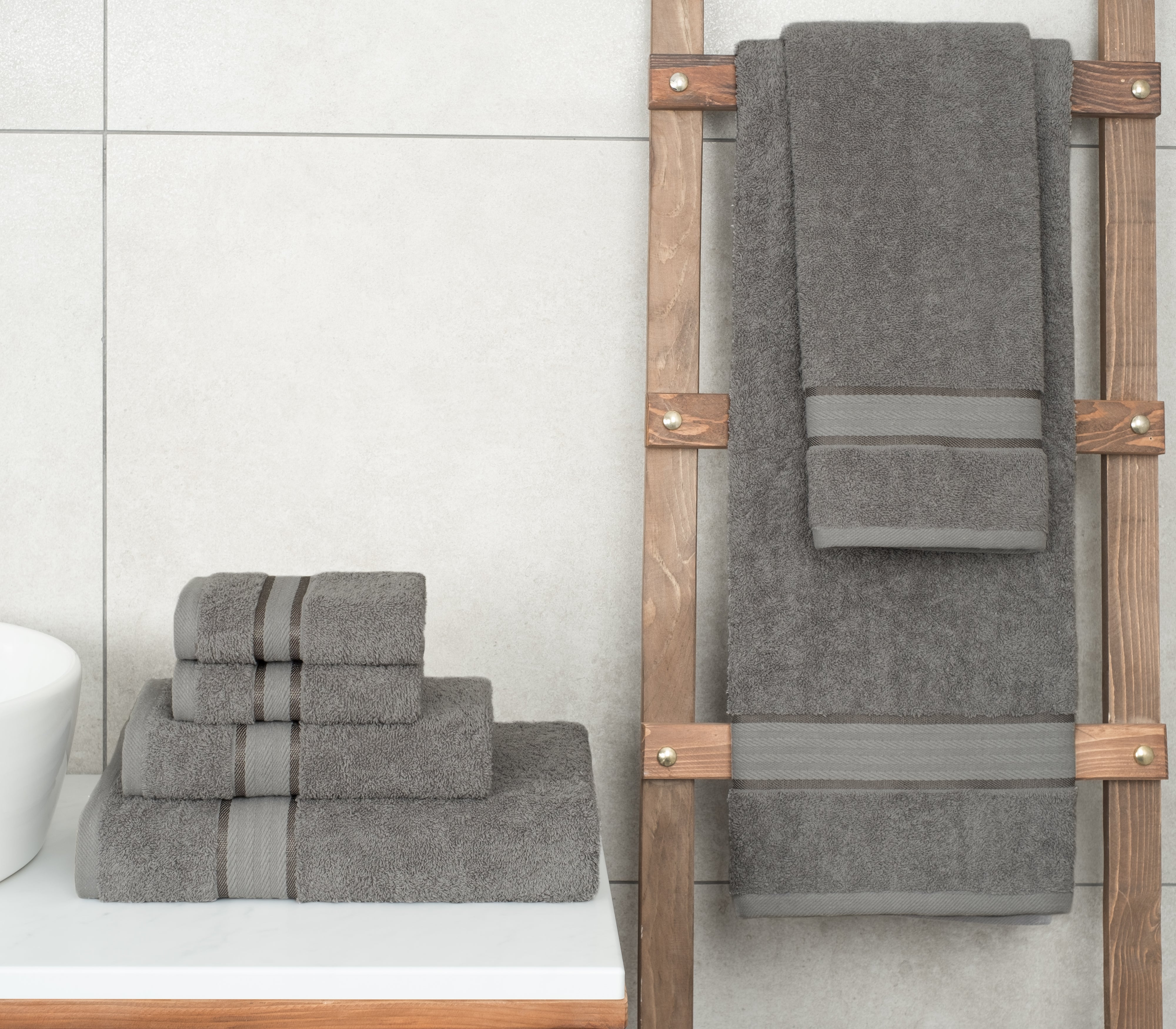 American-softlinen - Salem 6 Piece Turkish Cotton Luxury Towel Set - Gray - 2