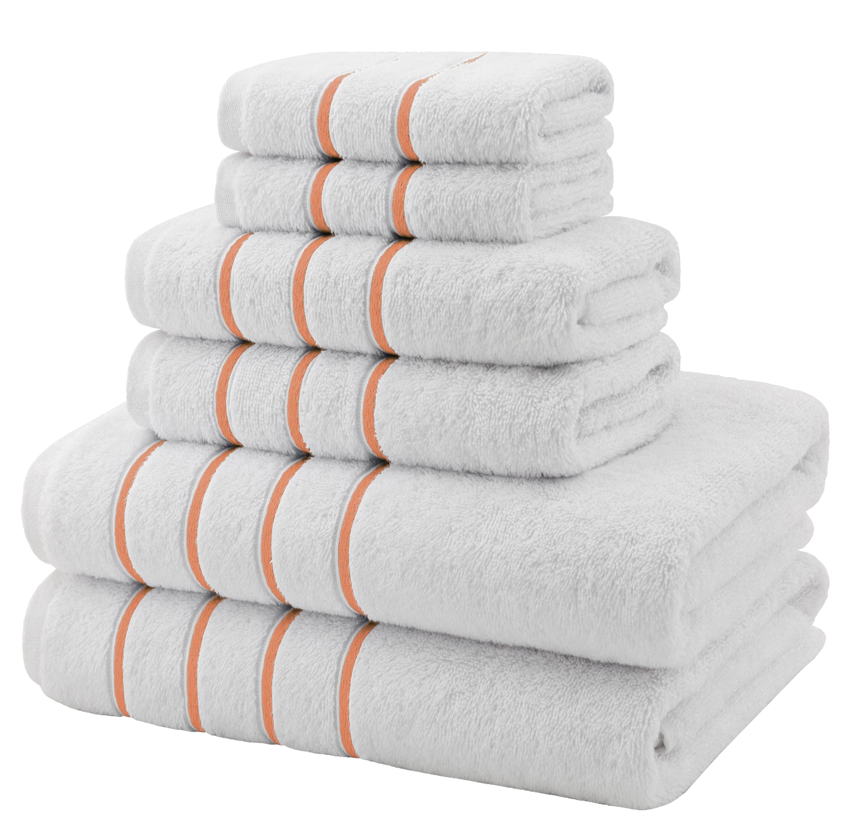 American-softlinen - Salem 6 Piece Turkish Cotton Luxury Towel Set - Malibu-Peach - 2