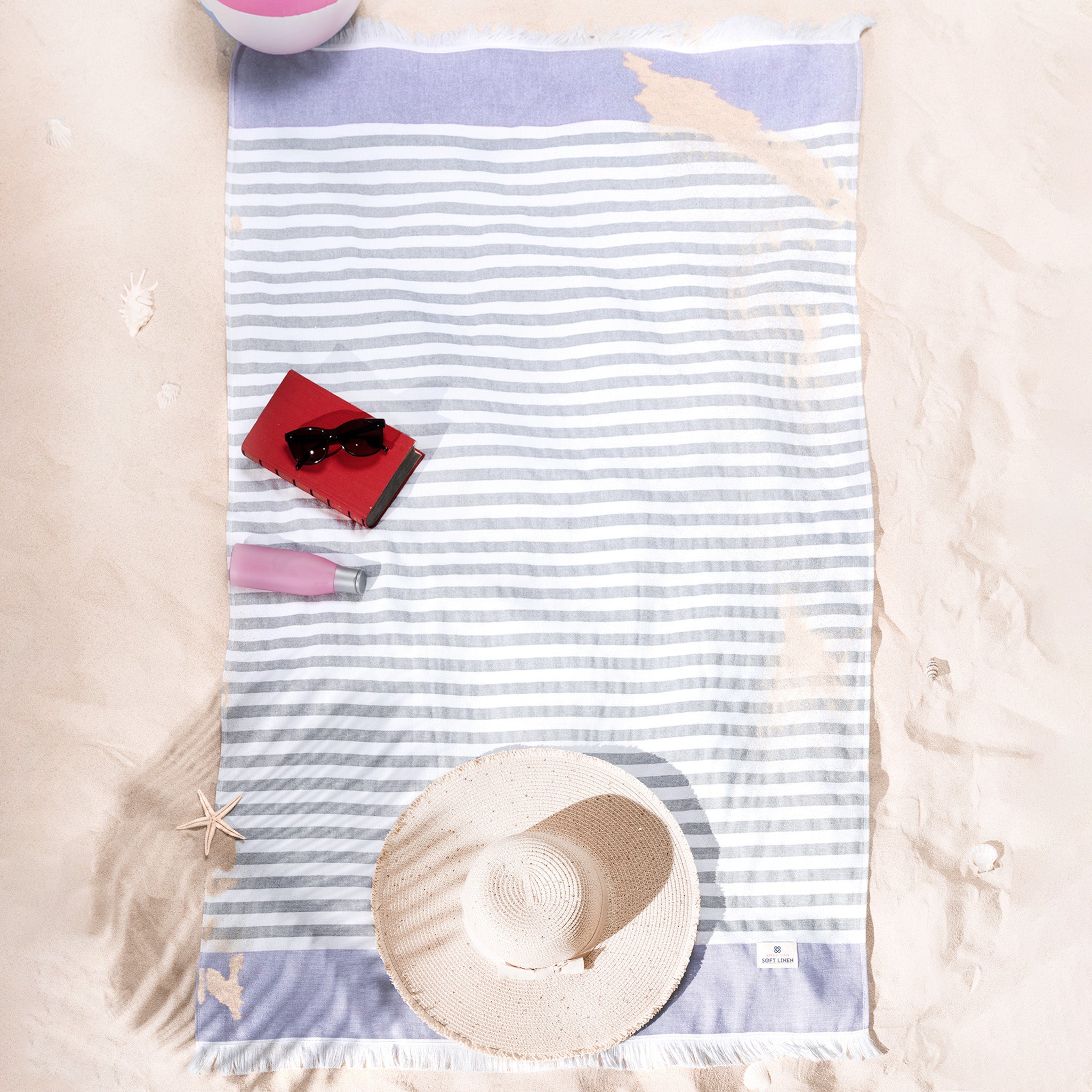 4 Packed Terry Peshtemal and Beach Towel, Mediterranean 100% Cotton Turkish Towels, Premium Peshtemals, 35" x 60", Modern &amp; Traditional Turkish Bath Towels, Purple 7