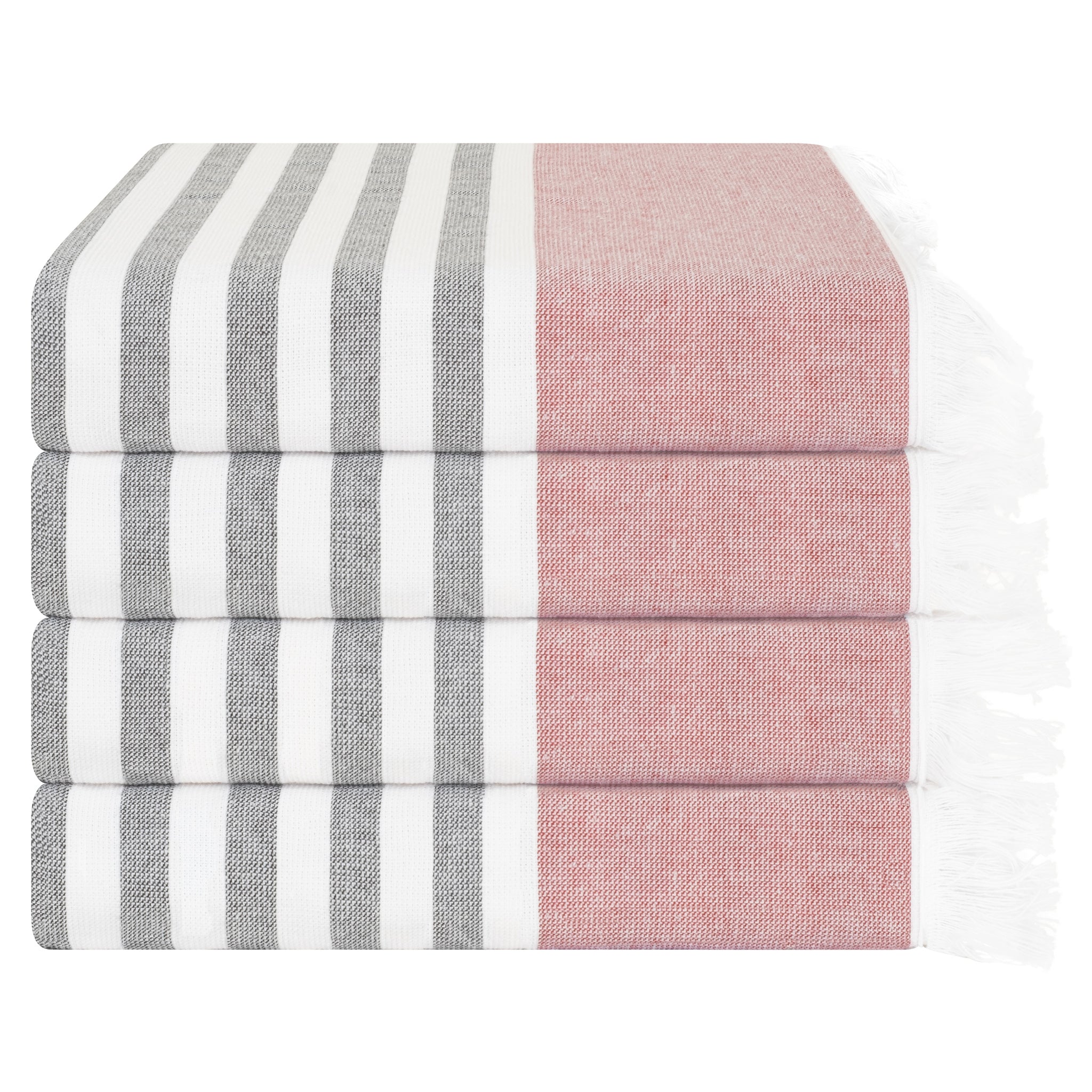 4 Packed Terry Peshtemal and Beach Towel, Mediterranean 100% Cotton Turkish Towels, Premium Peshtemals, 35" x 60", Modern &amp; Traditional Turkish Bath Towels, Rose 3