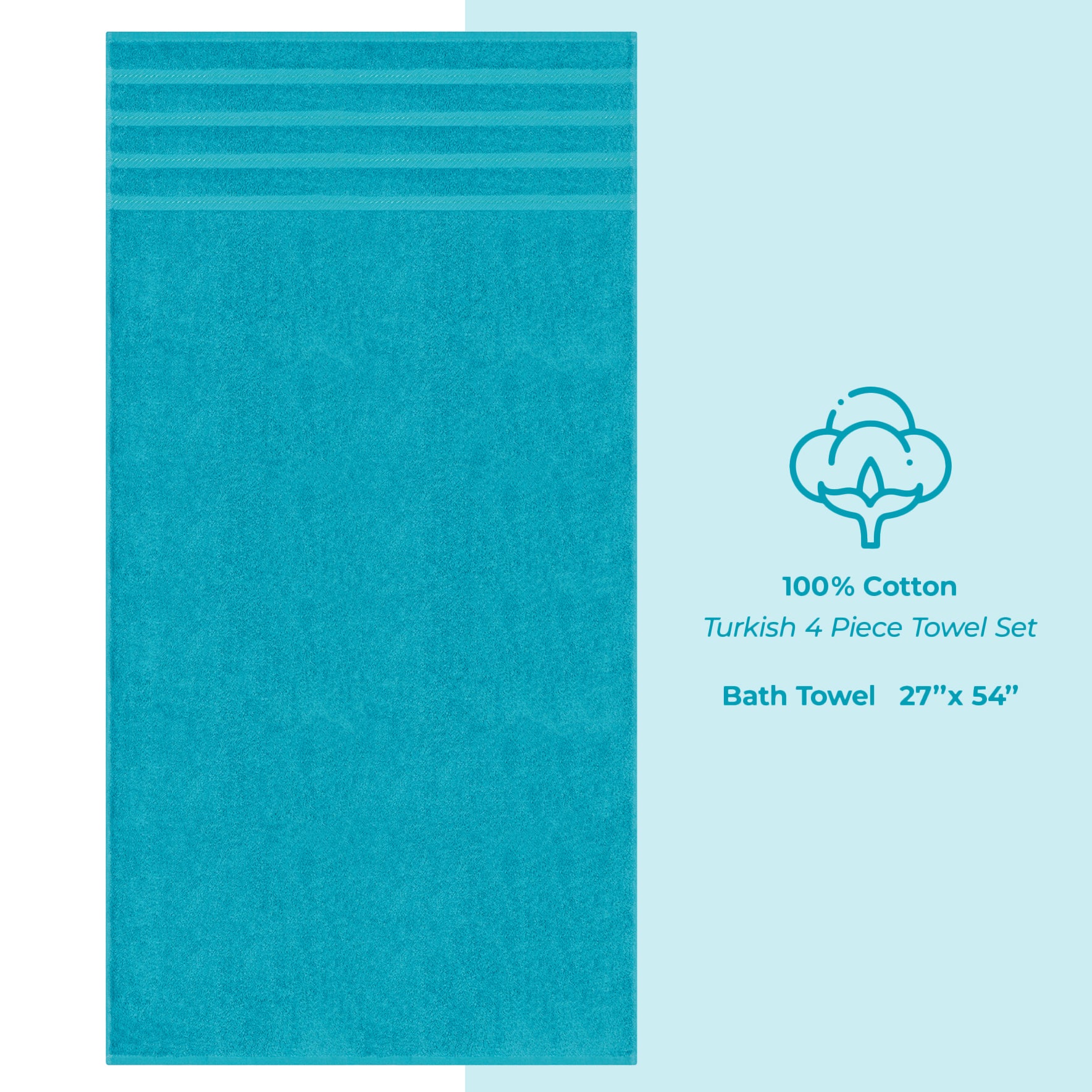 American-softlinen 100% Cotton Turkish Towels for Bathroom, 4 Pack Bath Towel Set,  Super Soft, Extra Large Bath Towels