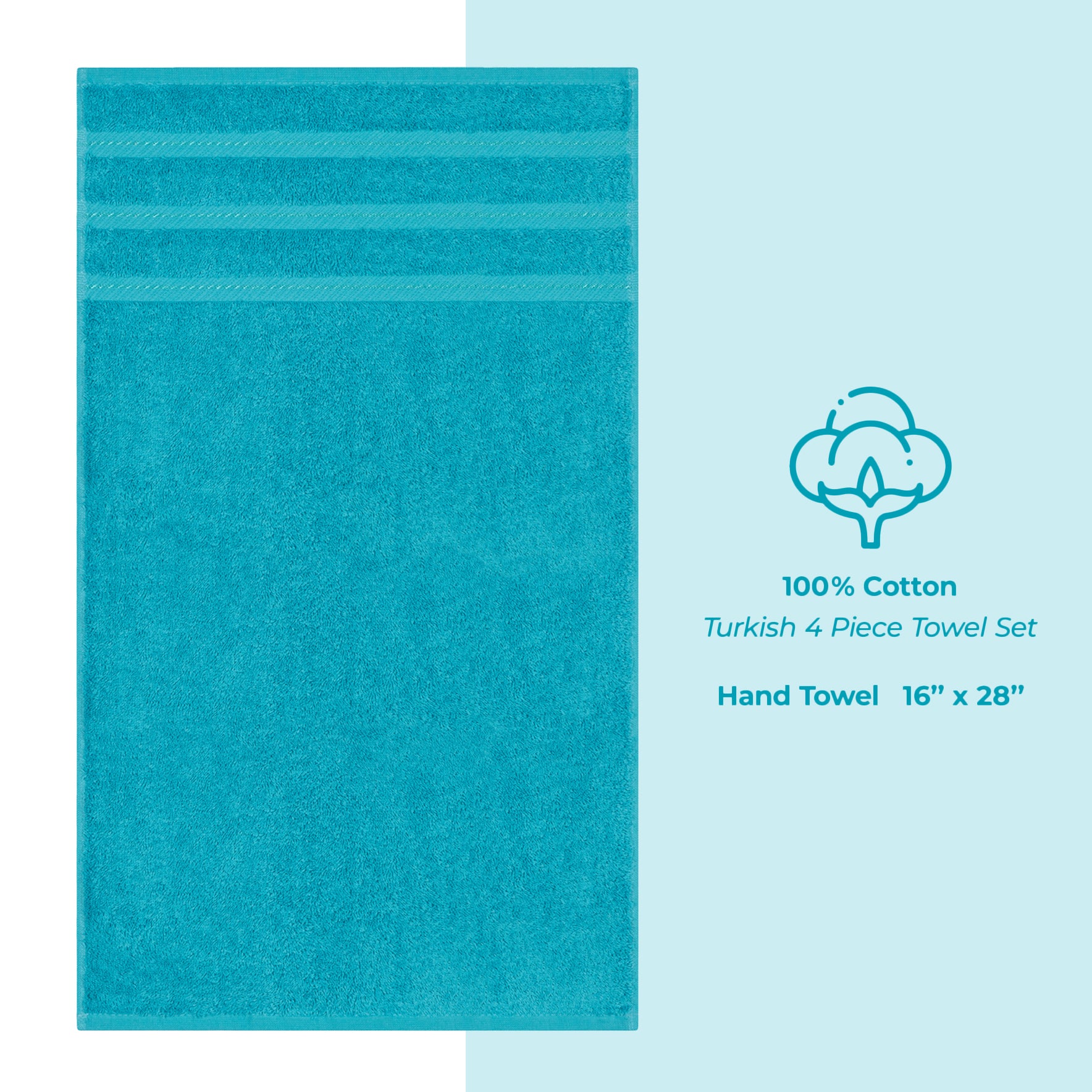 American-softlinen 100%  Cotton Turkish Towels, 4 Pack Hand Towel Set, Super Soft, Absorbent, Quick Dry Premium Towels