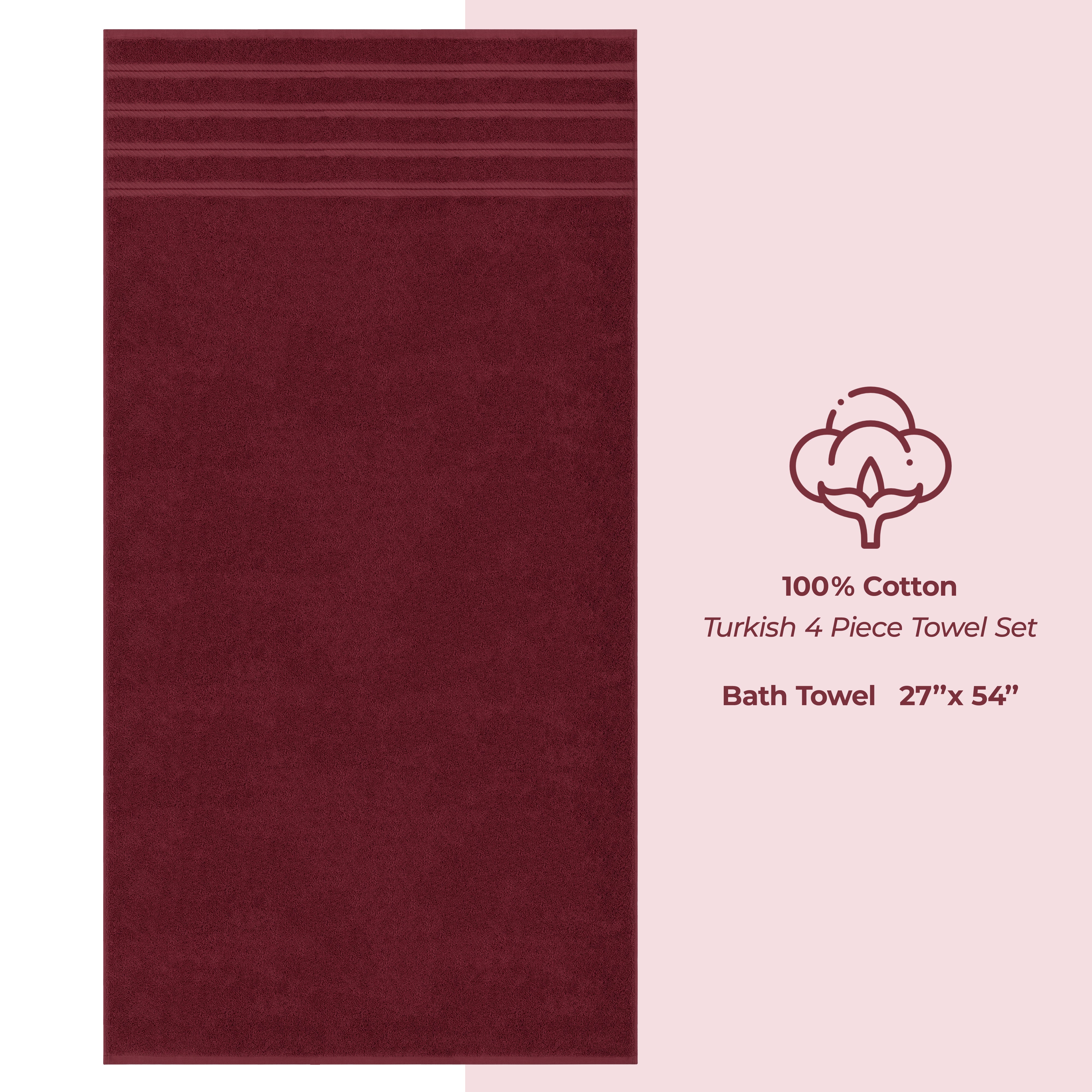 American-softlinen 100% Cotton Turkish Towels for Bathroom, 4 Pack Bath Towel Set,  Super Soft, Extra Large Bath Towels