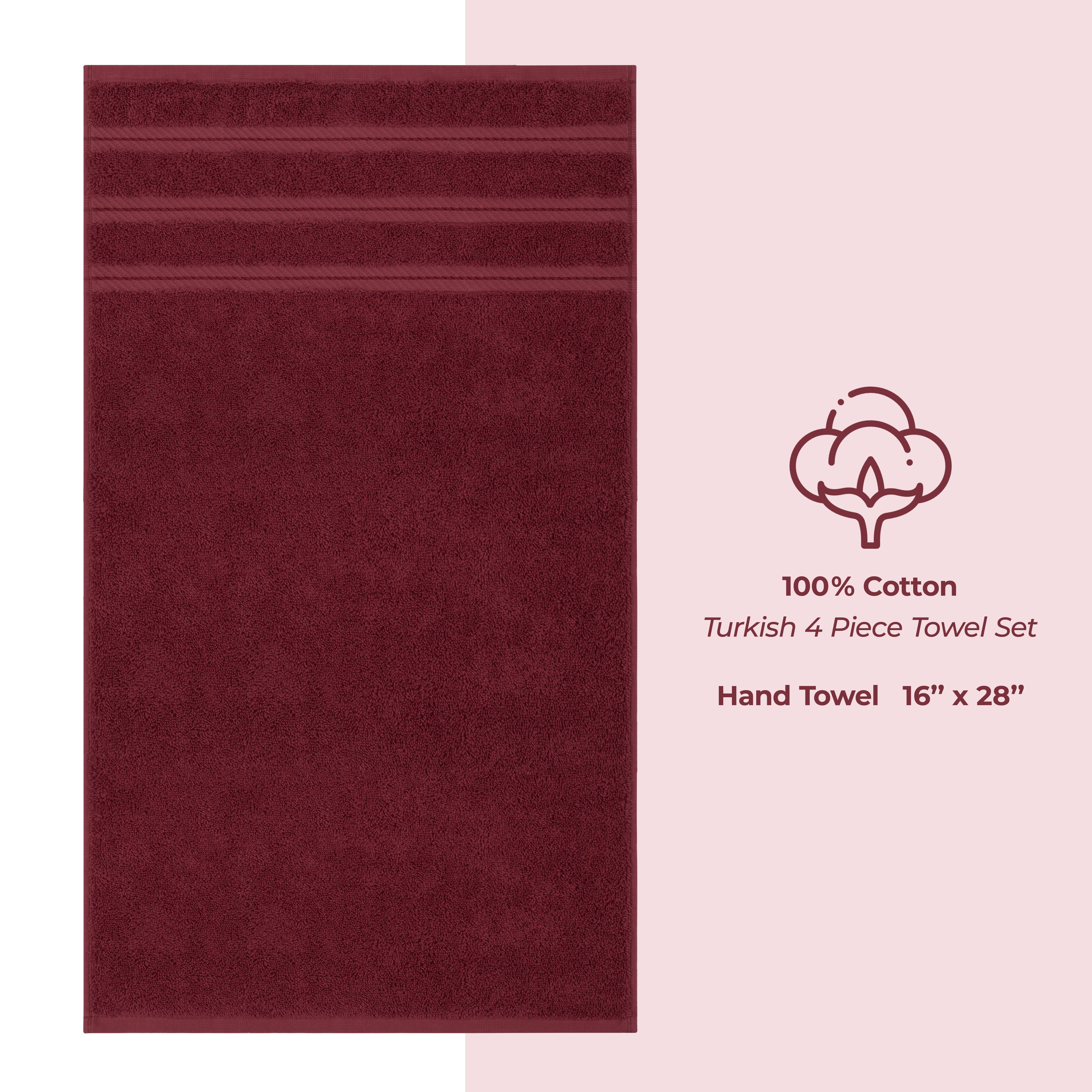American-softlinen 100%  Cotton Turkish Towels, 4 Pack Hand Towel Set, Super Soft, Absorbent, Quick Dry Premium Towels