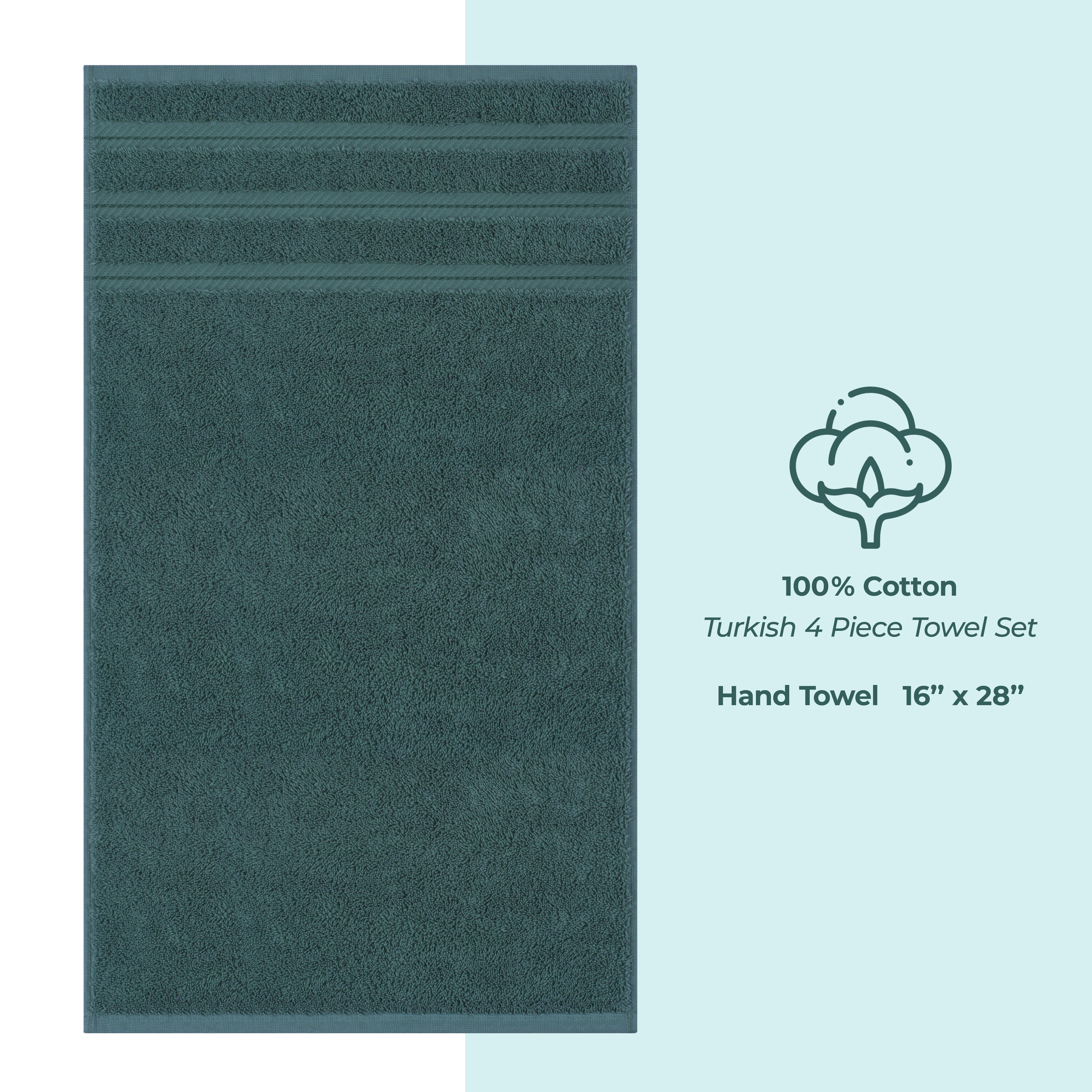 American-softlinen 100%  Cotton Turkish Towels, 4 Pack Hand Towel Set, Super Soft, Absorbent, Quick Dry Premium Towels