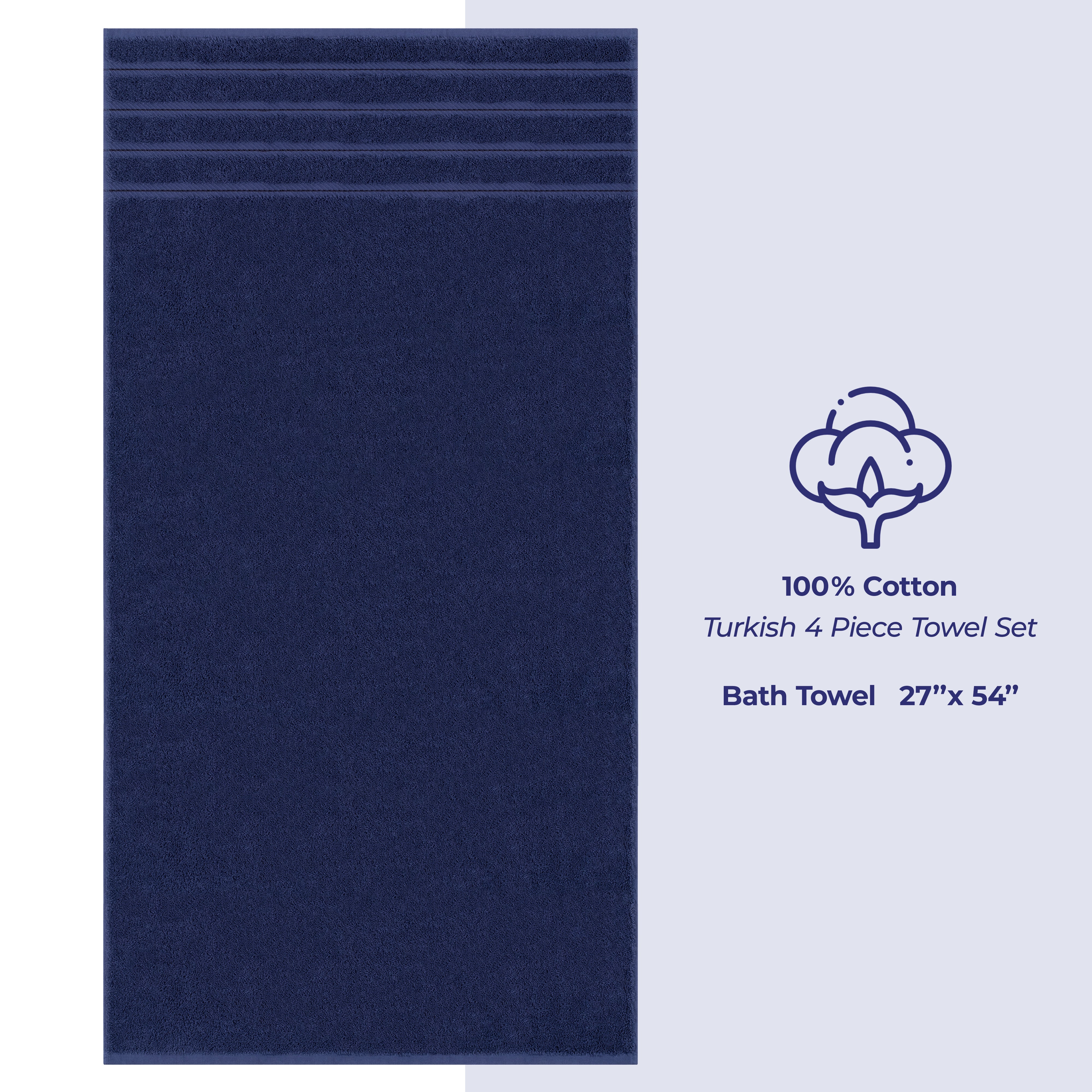 American-softlinen 100% Cotton Turkish Towels for Bathroom, 4 Pack Bath Towel Set,  Super Soft, Extra Large Bath Towels