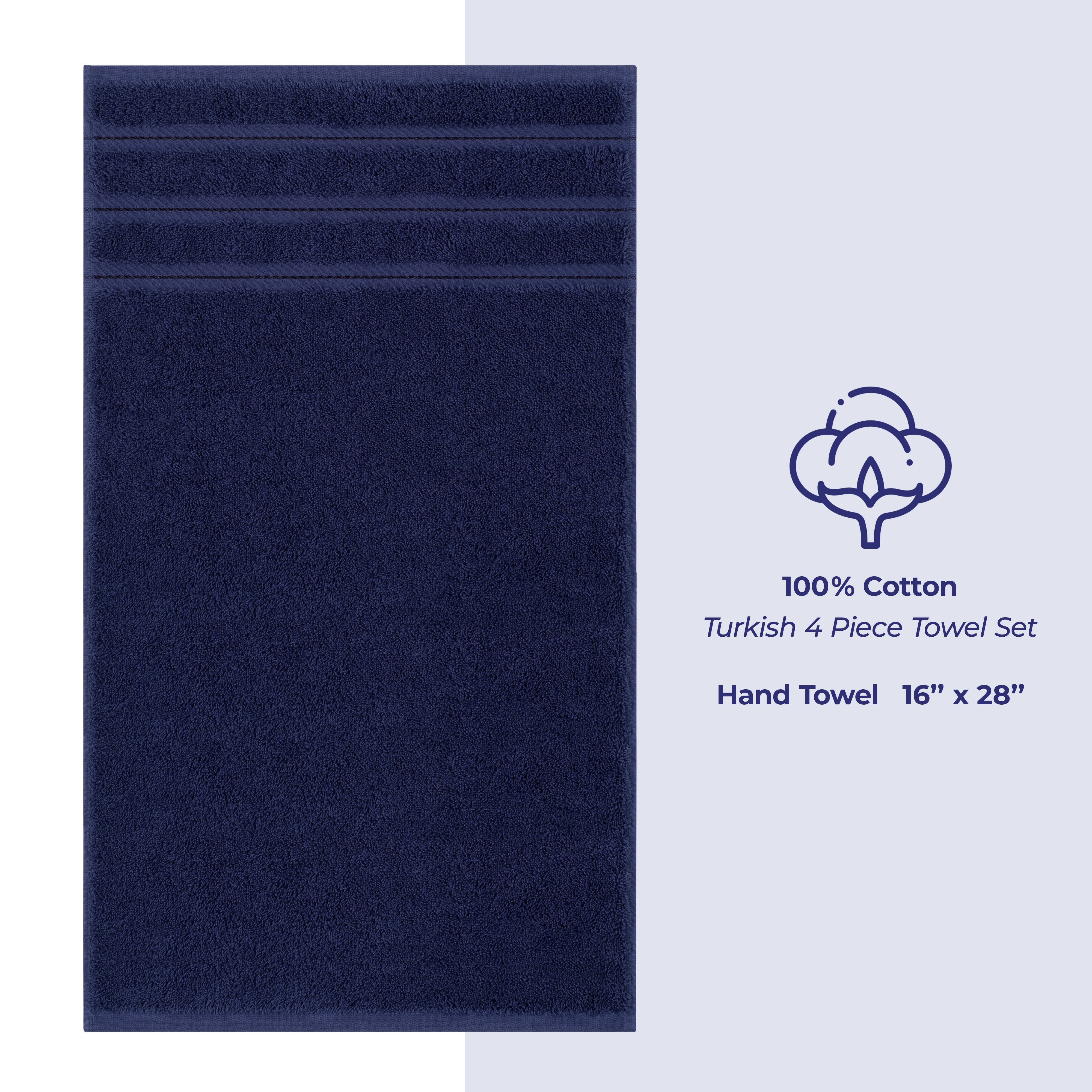American-softlinen 100%  Cotton Turkish Towels, 4 Pack Hand Towel Set, Super Soft, Absorbent, Quick Dry Premium Towels