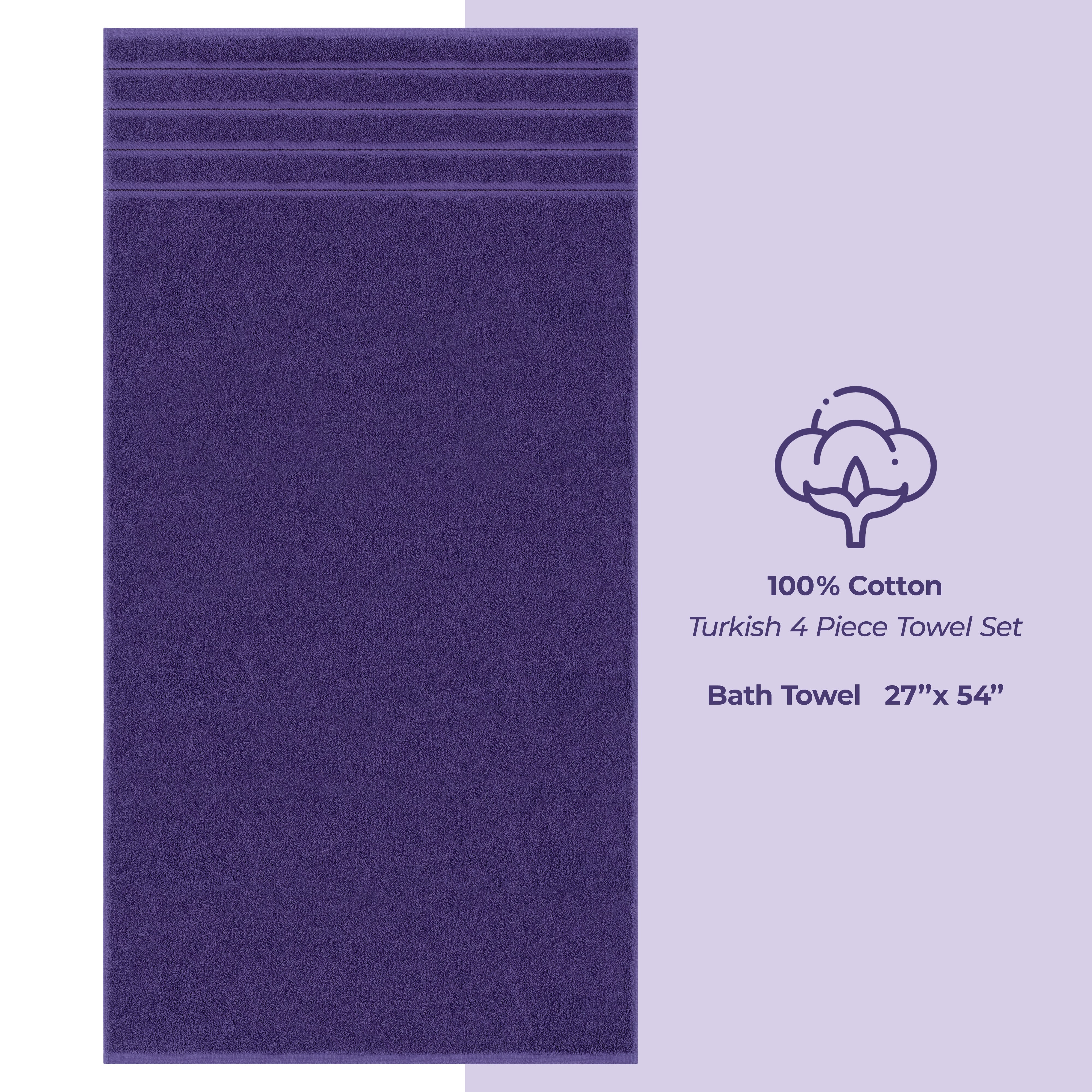 American-softlinen 100% Cotton Turkish Towels for Bathroom, 4 Pack Bath Towel Set,  Super Soft, Extra Large Bath Towels