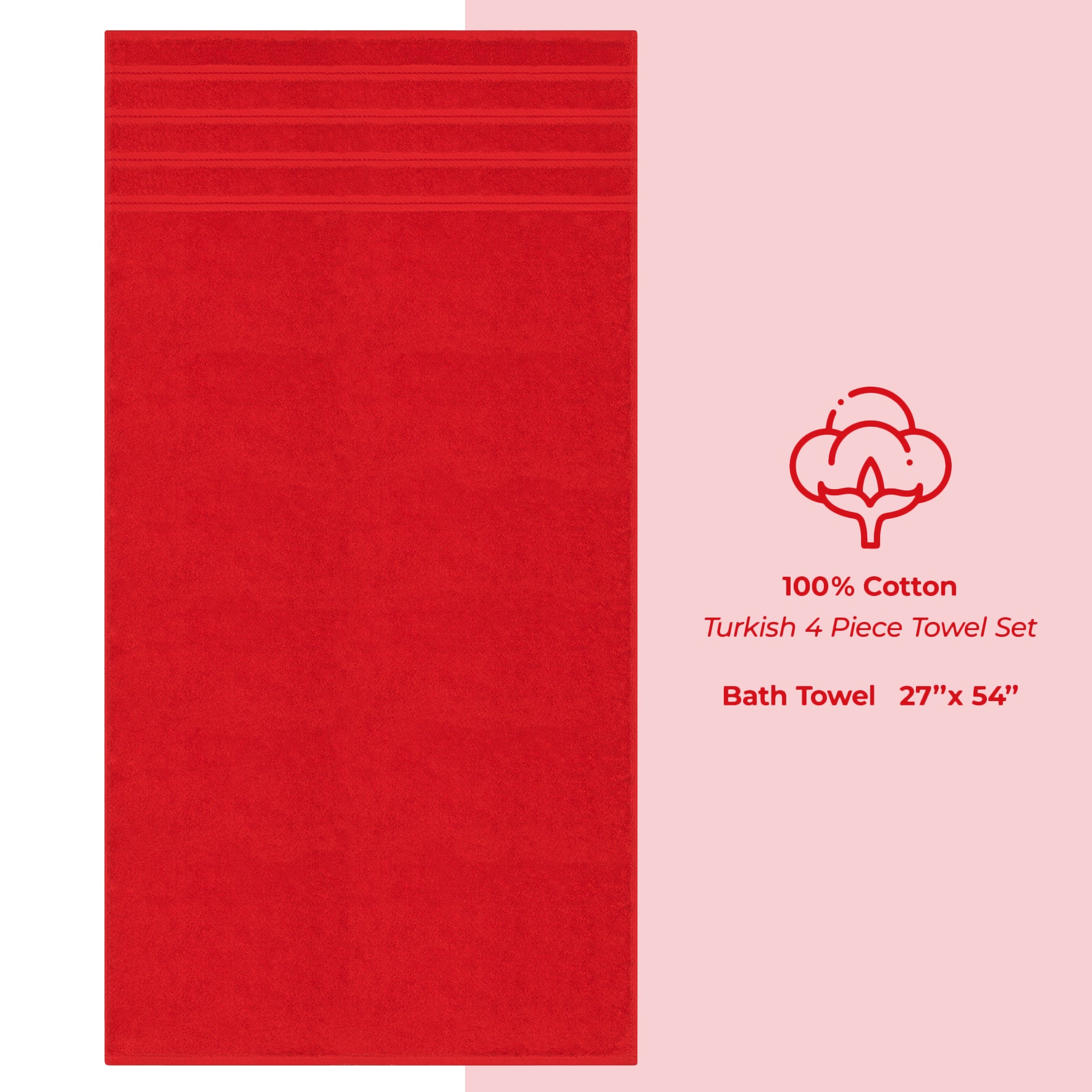 American-softlinen 100% Cotton Turkish Towels for Bathroom, 4 Pack Bath Towel Set,  Super Soft, Extra Large Bath Towels