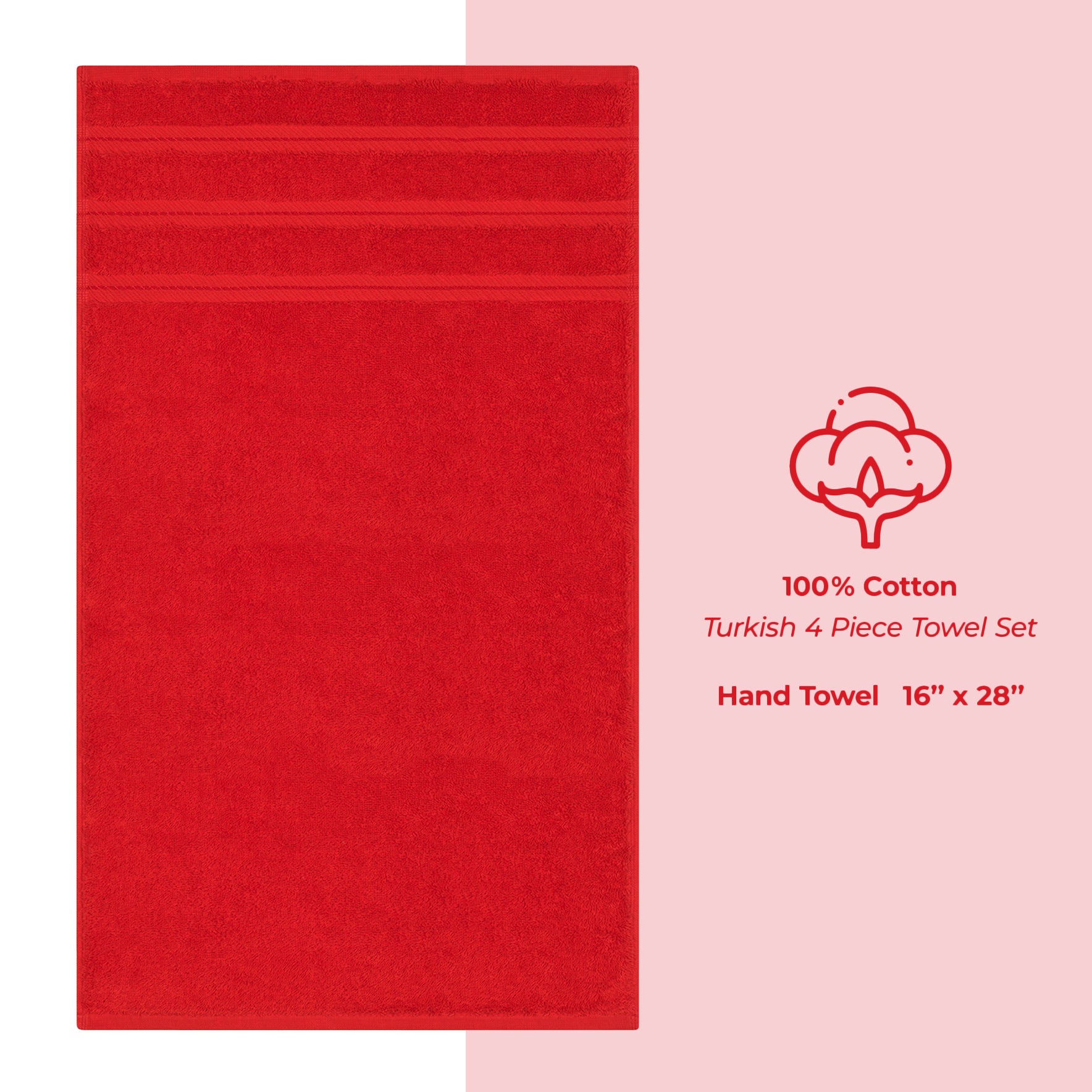 American-softlinen 100%  Cotton Turkish Towels, 4 Pack Hand Towel Set, Super Soft, Absorbent, Quick Dry Premium Towels