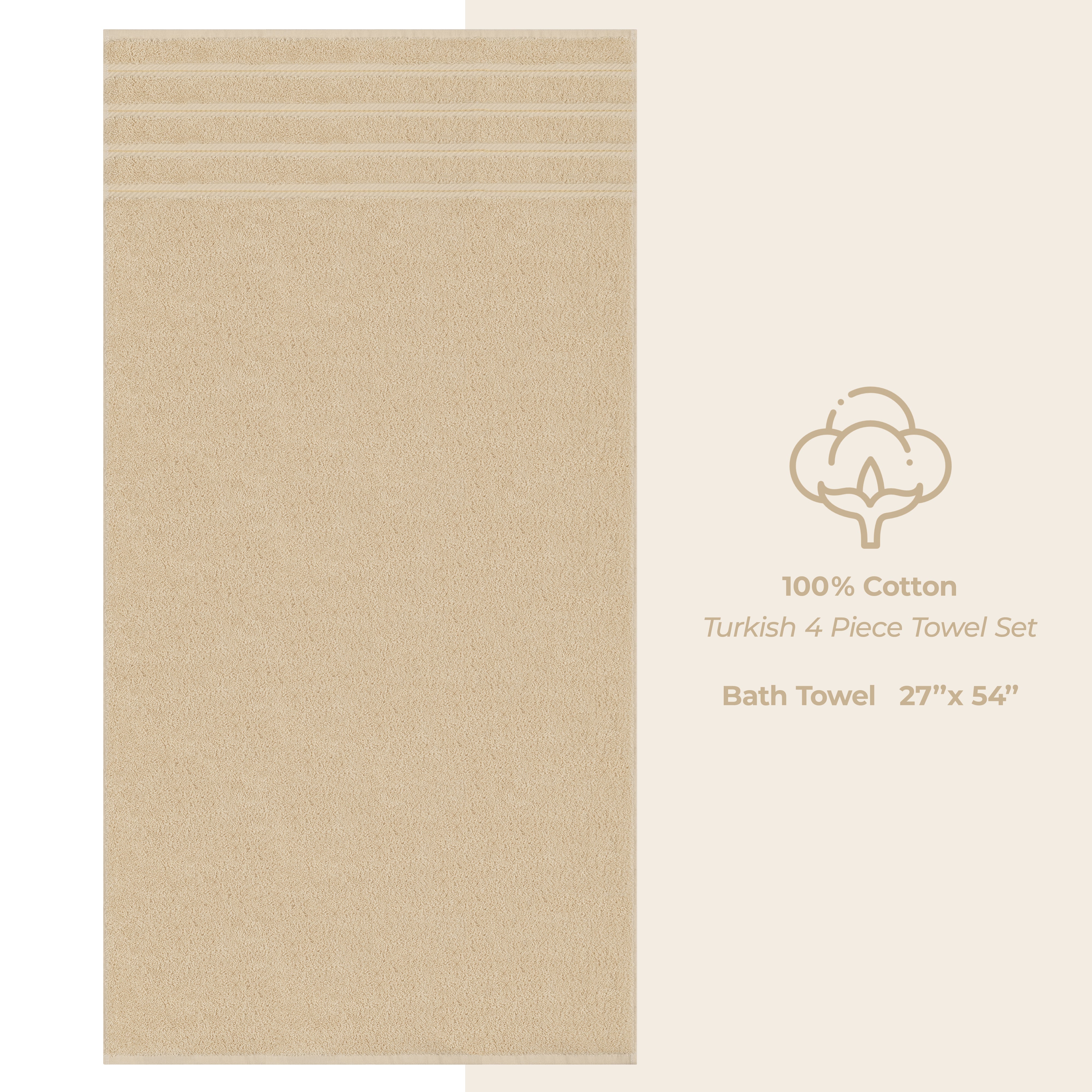 American-softlinen 100% Cotton Turkish Towels for Bathroom, 4 Pack Bath Towel Set,  Super Soft, Extra Large Bath Towels