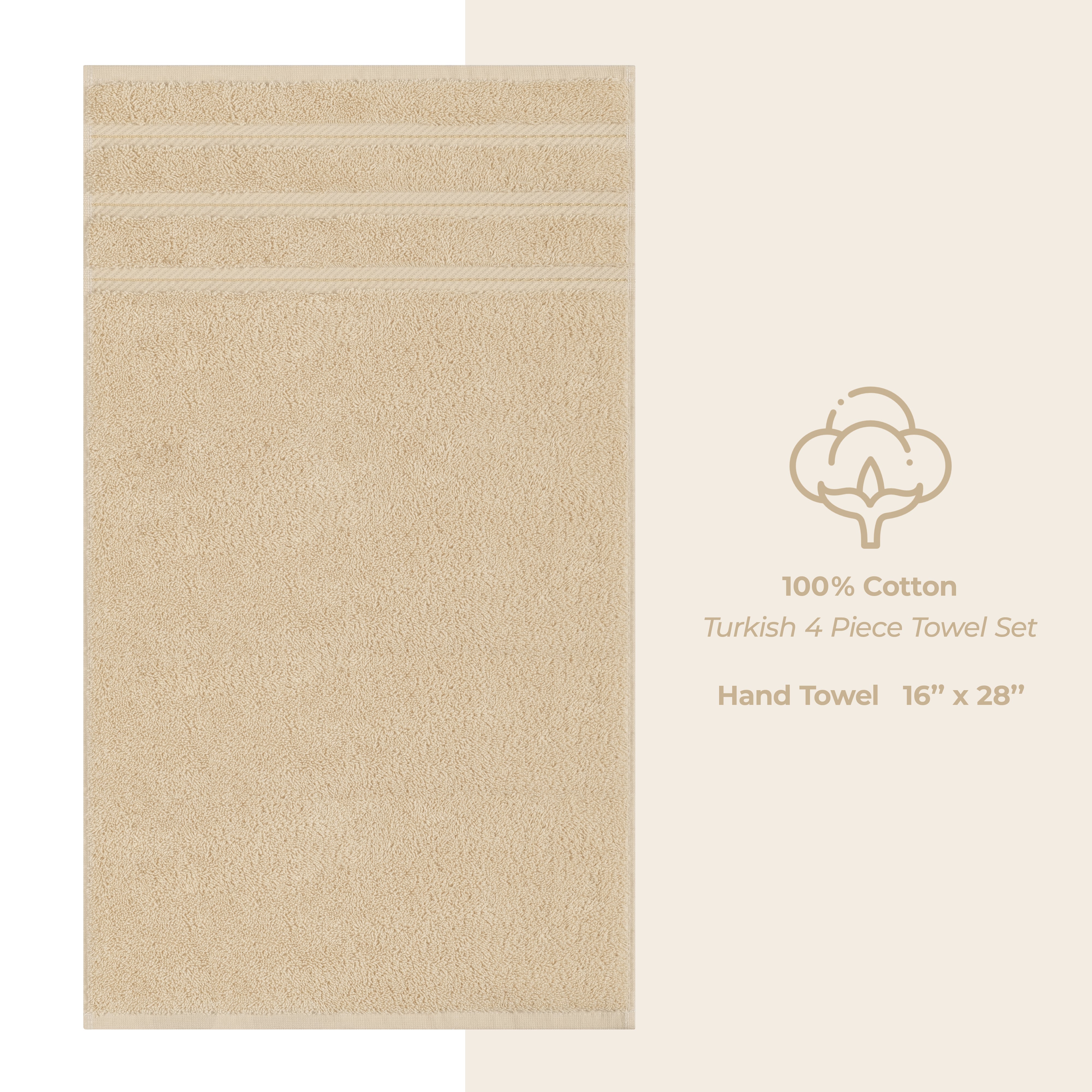 American-softlinen 100%  Cotton Turkish Towels, 4 Pack Hand Towel Set, Super Soft, Absorbent, Quick Dry Premium Towels