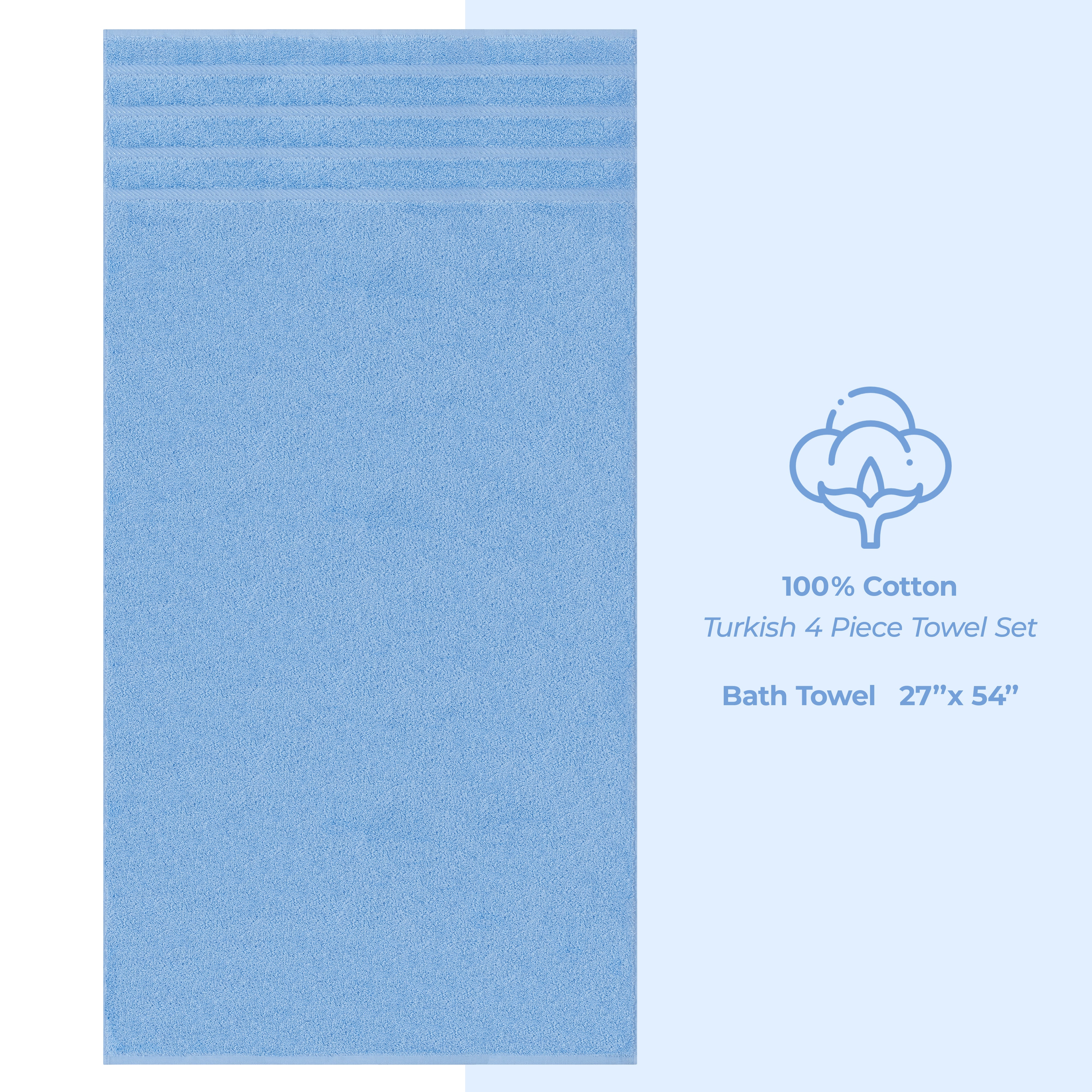 American-softlinen 100% Cotton Turkish Towels for Bathroom, 4 Pack Bath Towel Set,  Super Soft, Extra Large Bath Towels