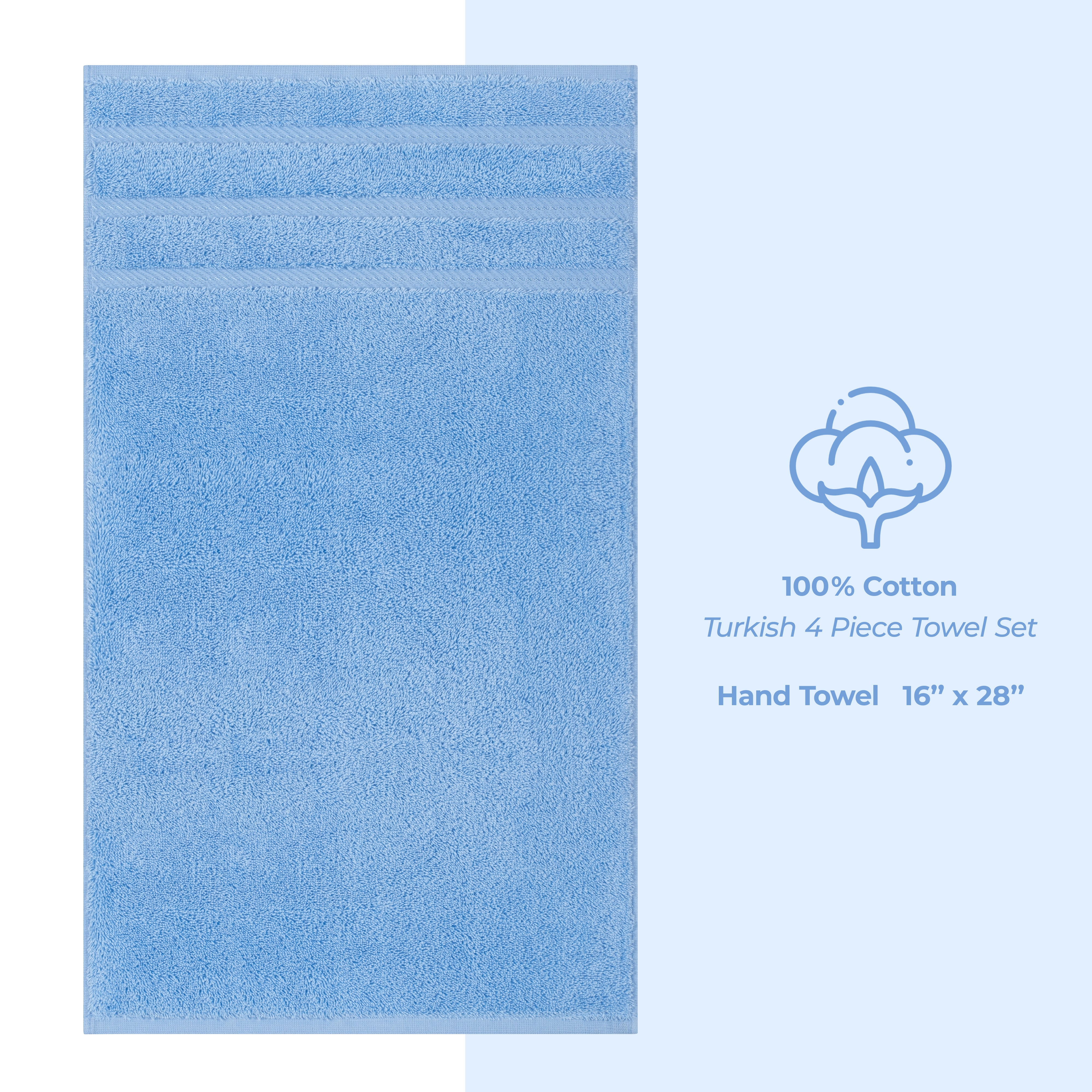 American-softlinen 100%  Cotton Turkish Towels, 4 Pack Hand Towel Set, Super Soft, Absorbent, Quick Dry Premium Towels