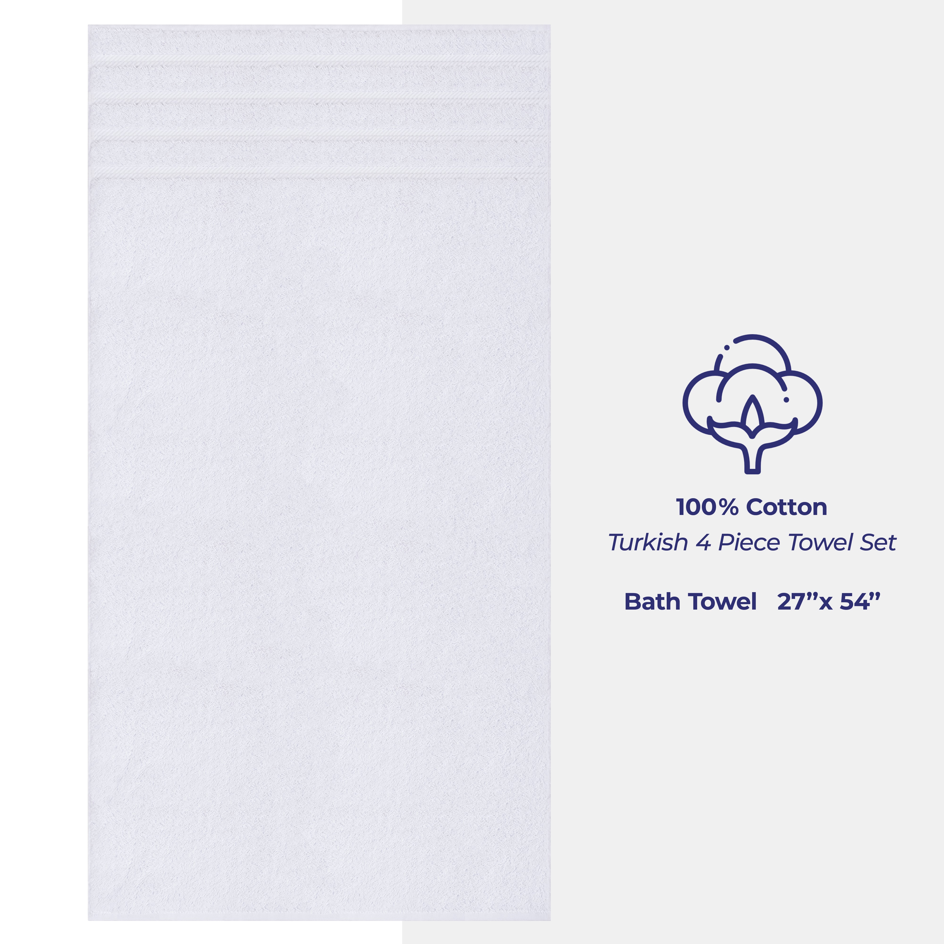American-softlinen 100% Cotton Turkish Towels for Bathroom, 4 Pack Bath Towel Set,  Super Soft, Extra Large Bath Towels