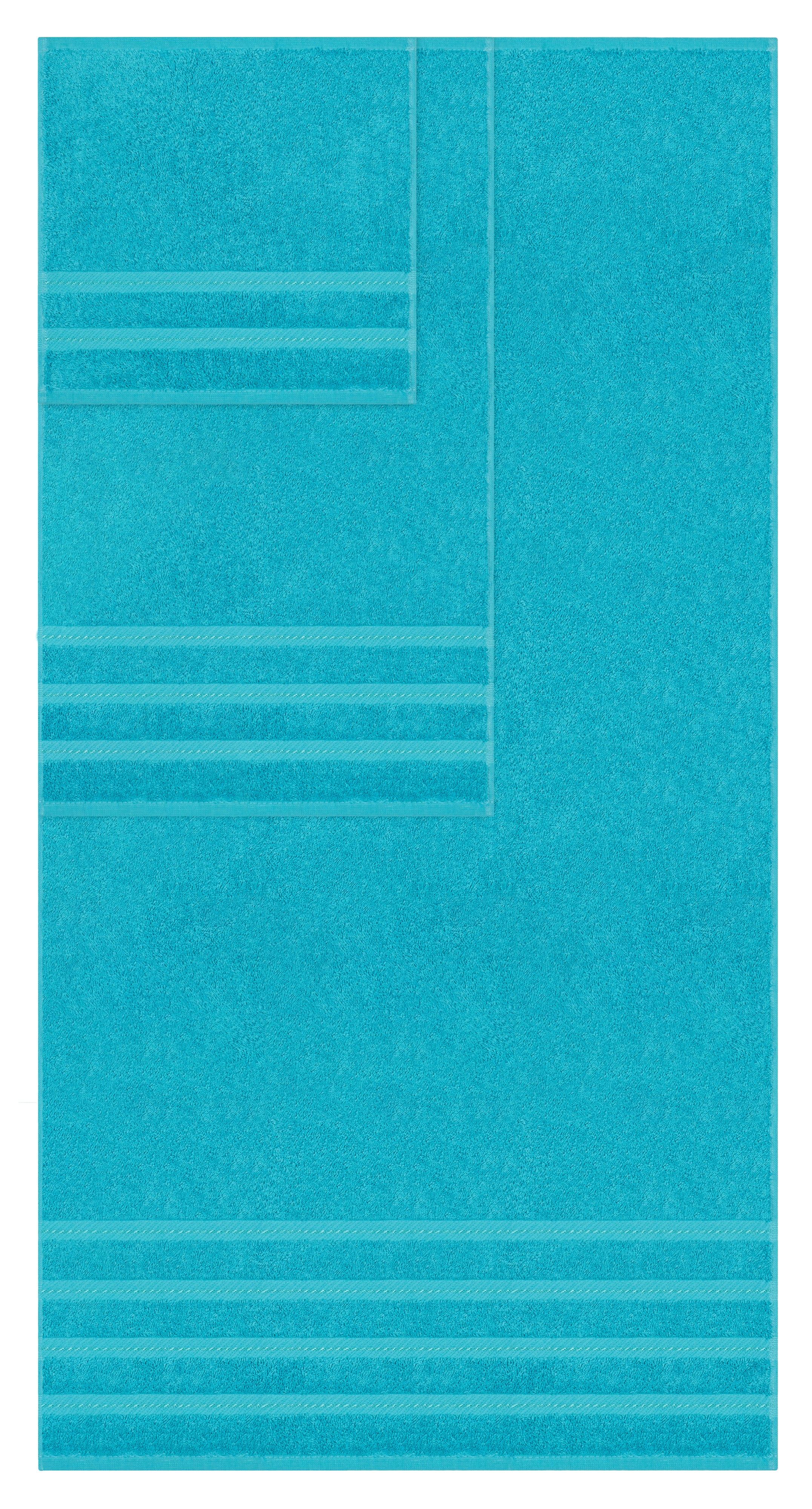 American-softlinen - Embroidery 6 Piece 100% Turkish Cotton Towel Set - Aqua-0