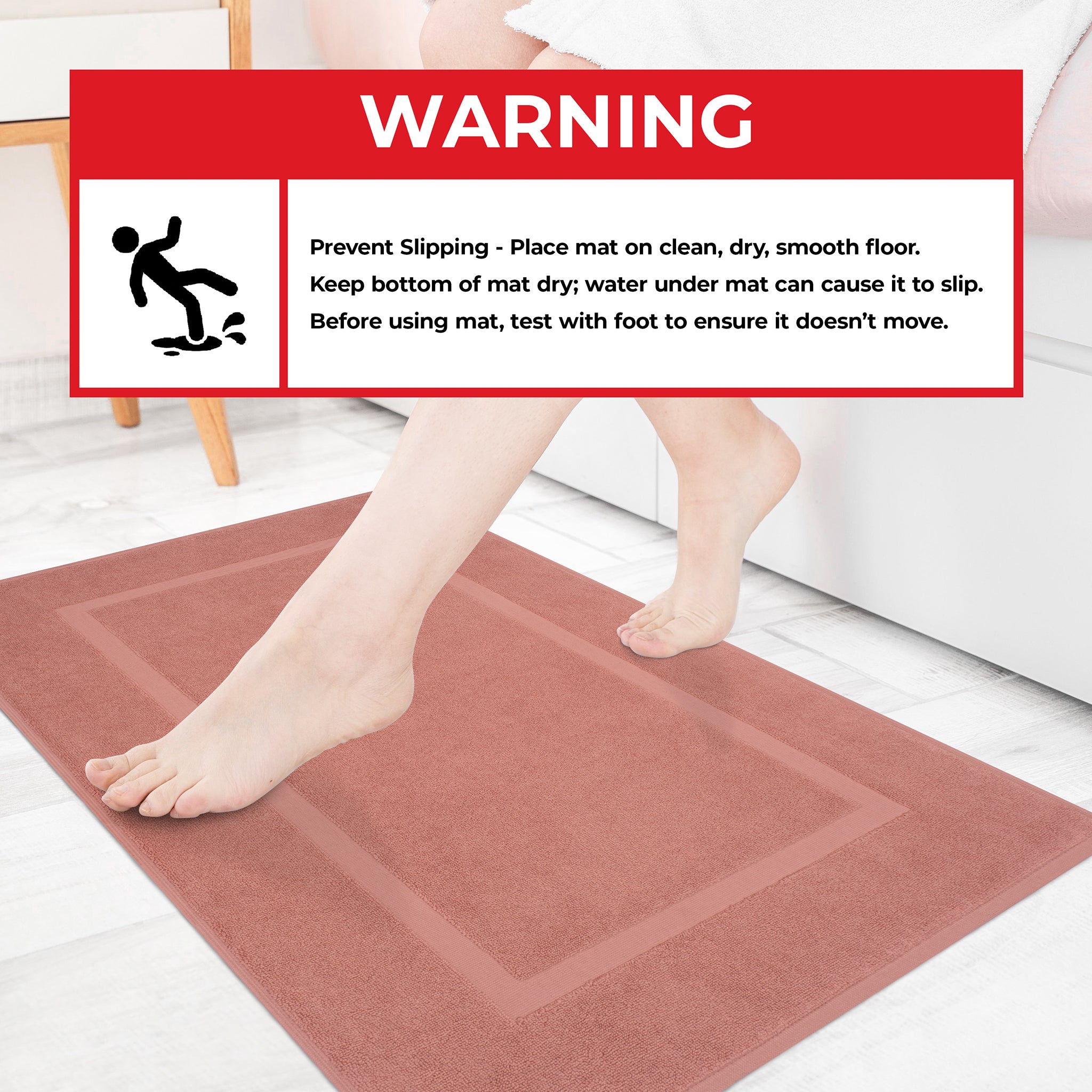 American-softlinen Bekos 100% Cotton Bath Mat Set, 2 Piece 20x34 inches Bath Mats for Bathroom