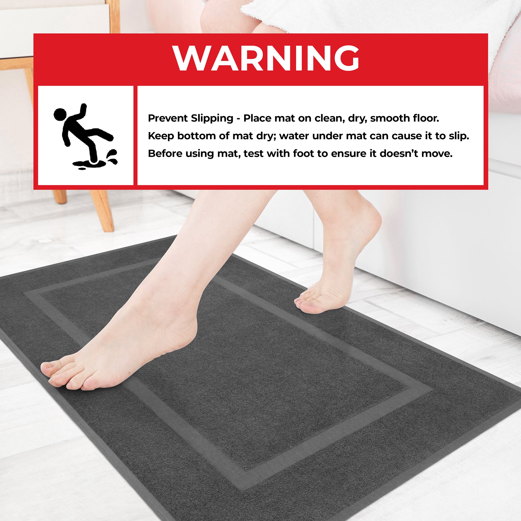 American-softlinen Bekos 100% Cotton Bath Mat Set, 2 Piece 20x34 inches Bath Mats for Bathroom