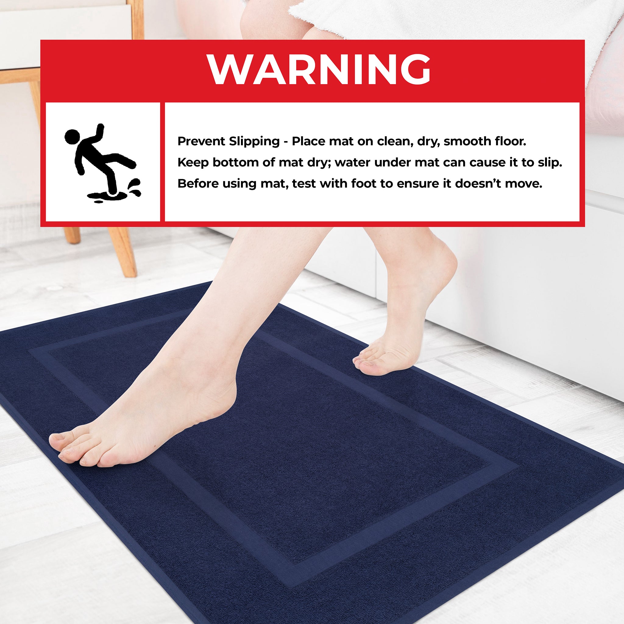 American-softlinen Bekos 100% Cotton Bath Mat Set, 2 Piece 20x34 inches Bath Mats for Bathroom