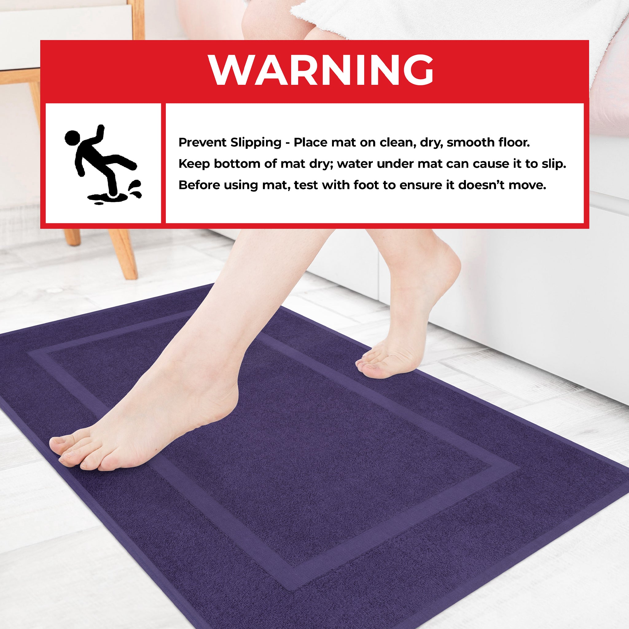 American-softlinen Bekos 100% Cotton Bath Mat Set, 2 Piece 20x34 inches Bath Mats for Bathroom