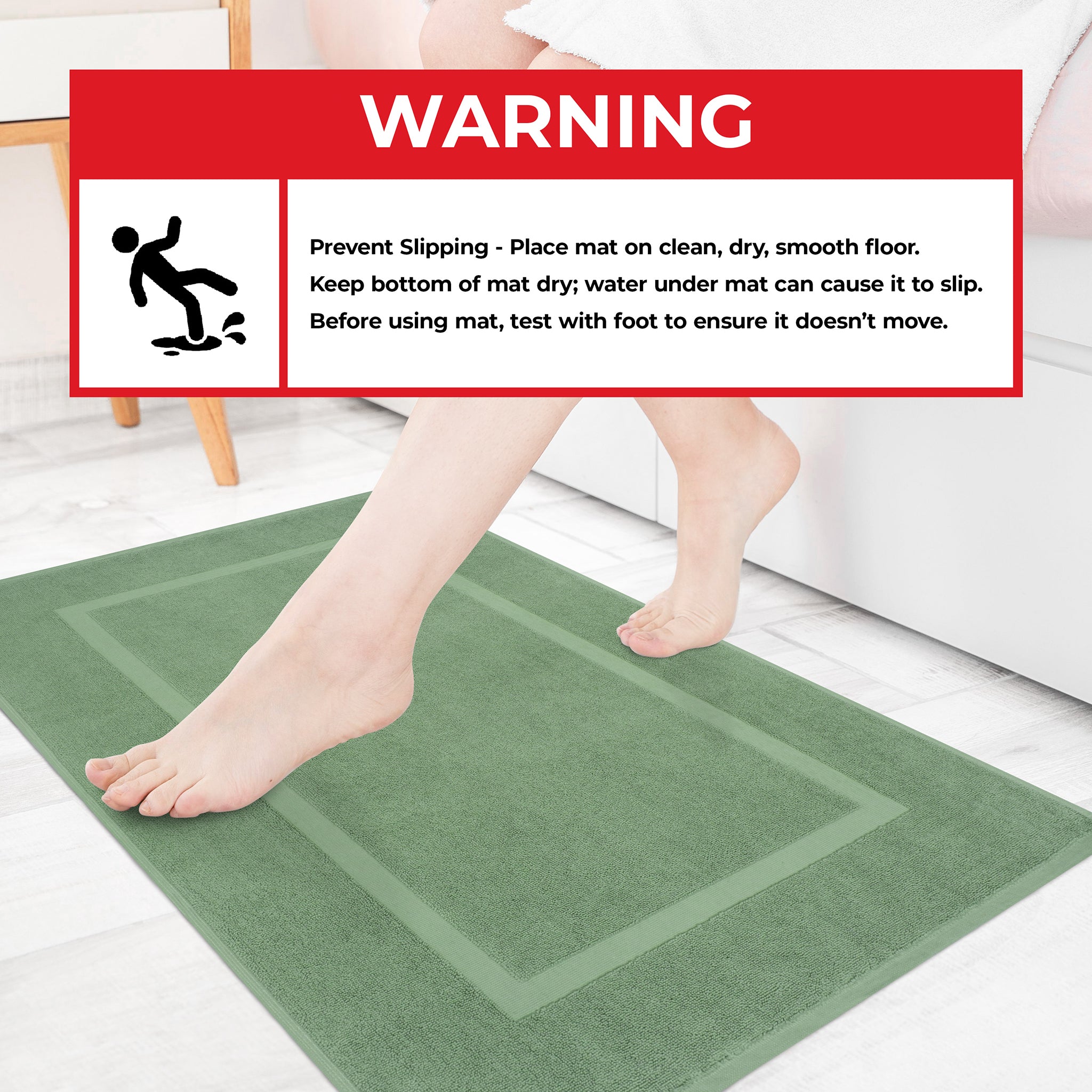 American-softlinen Bekos 100% Cotton Bath Mat Set, 2 Piece 20x34 inches Bath Mats for Bathroom