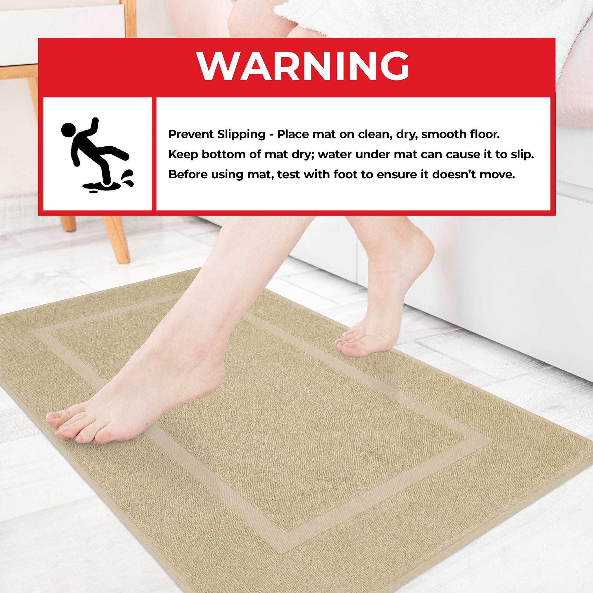American-softlinen Bekos 100% Cotton Bath Mat Set, 2 Piece 20x34 inches Bath Mats for Bathroom