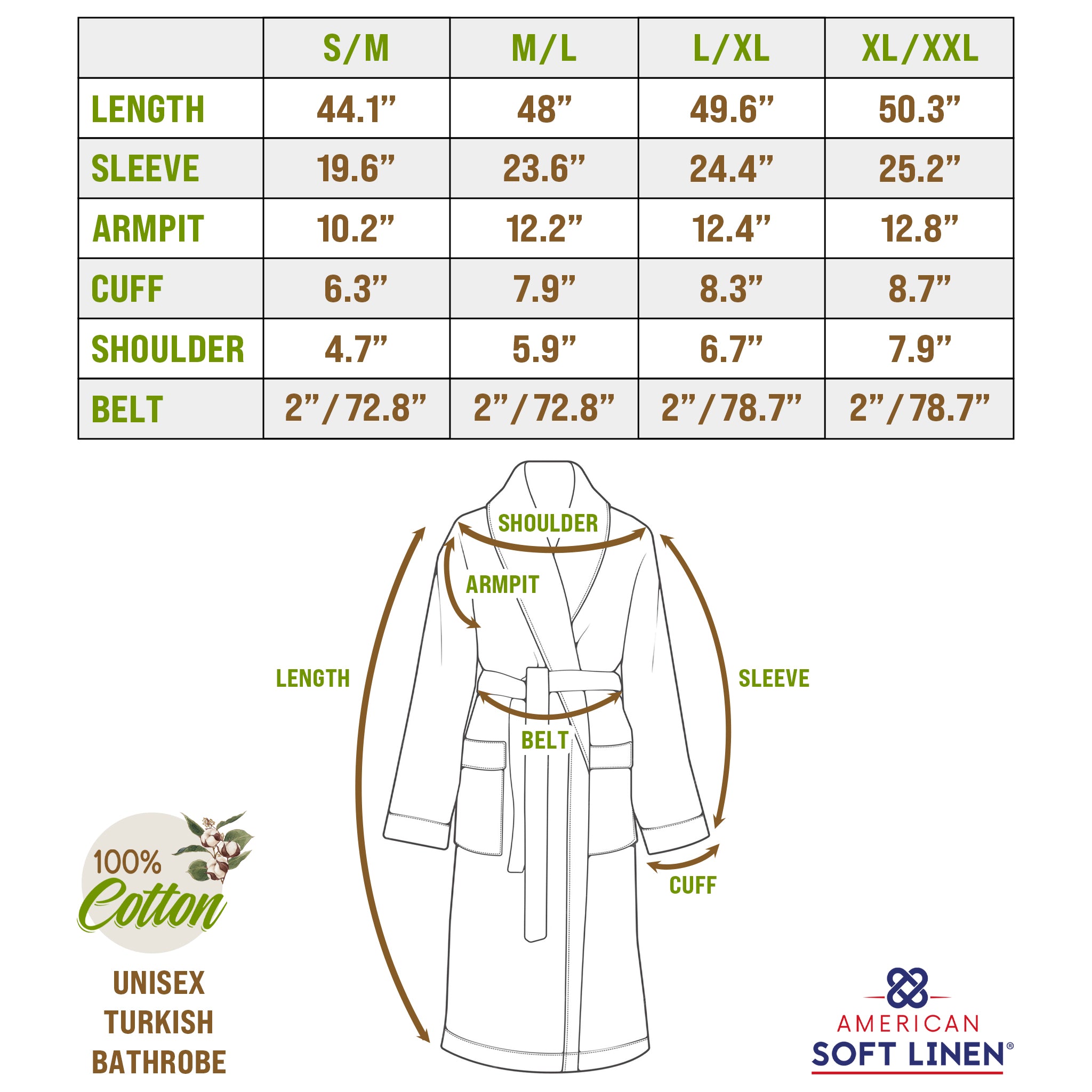 American-softlinen 100% Cotton Bathrobes for Women and Men, Soft, Lightweight, Navy-Blue M-L, 5