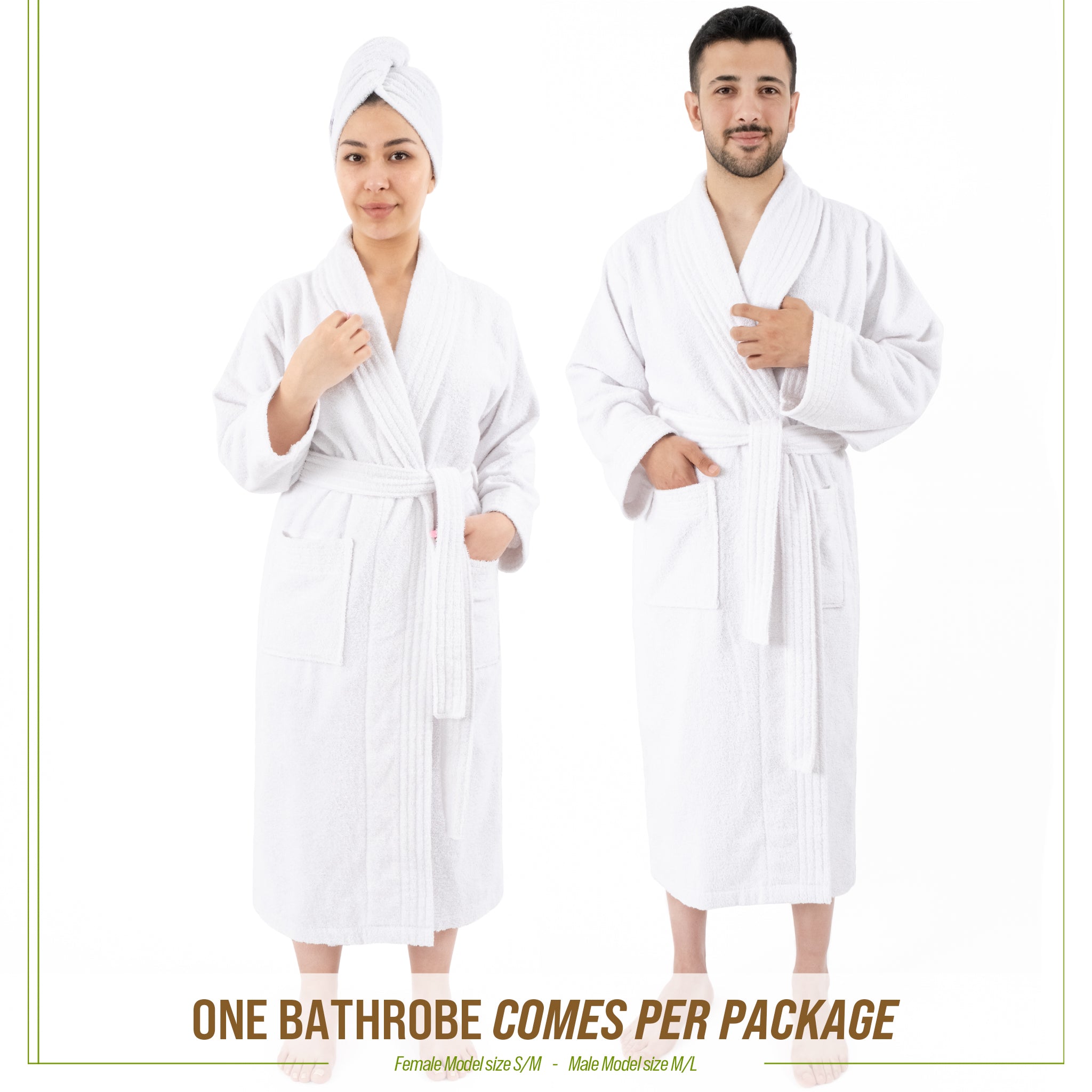 American-softlinen 100% Cotton Bathrobes for Women and Men, Soft, Lightweight, White S-M, 3