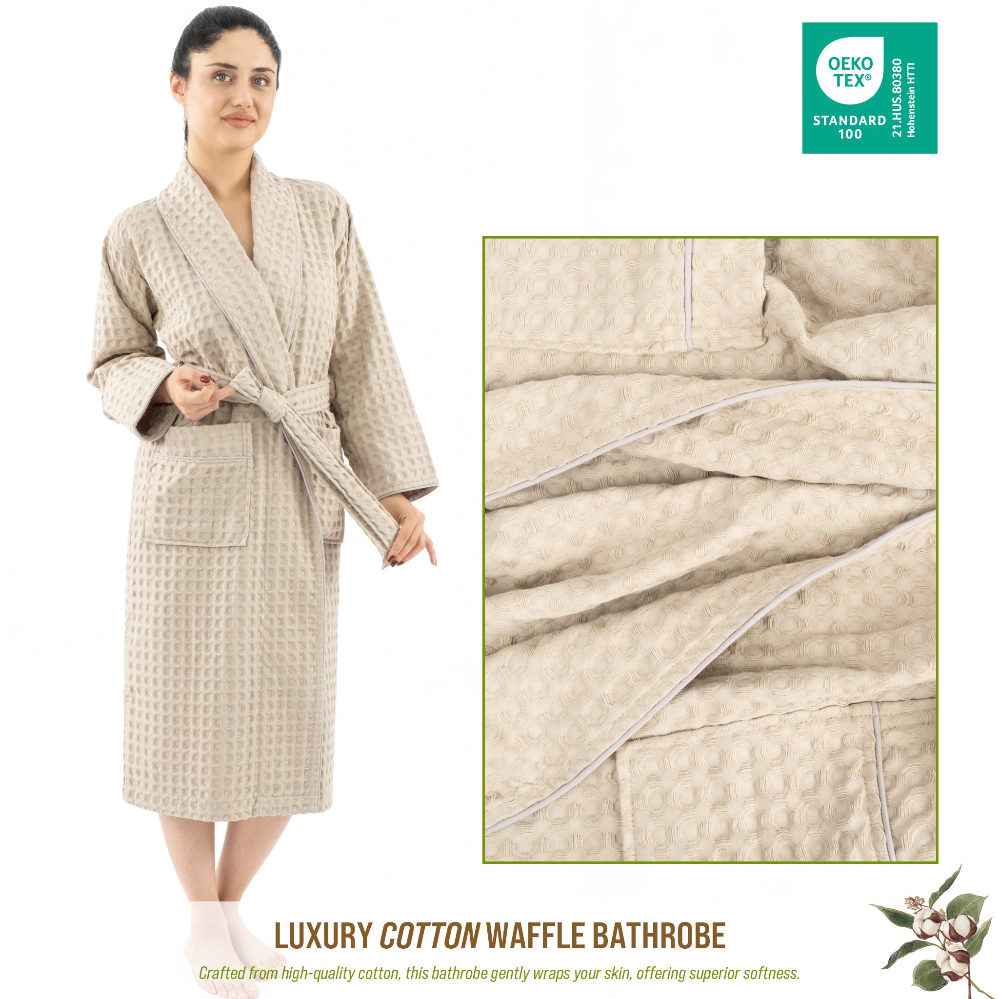 American-softlinen 100% Cotton Waffle Robes for Women and Men, Unisex Waffle Kimono Lounging Bathrobe, 1 Piece Waffle Robe for Couples After Shower
