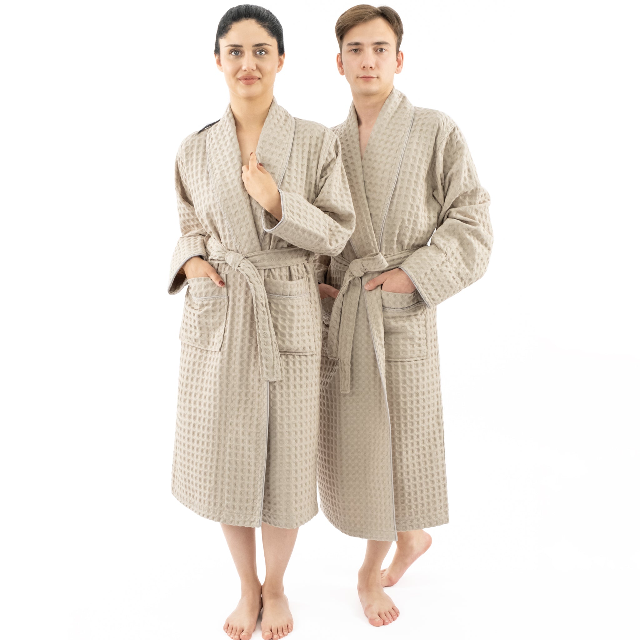 American-softlinen 100% Cotton Waffle Robes for Women and Men, Unisex Waffle Kimono Lounging Bathrobe, 1 Piece Waffle Robe for Couples After Shower