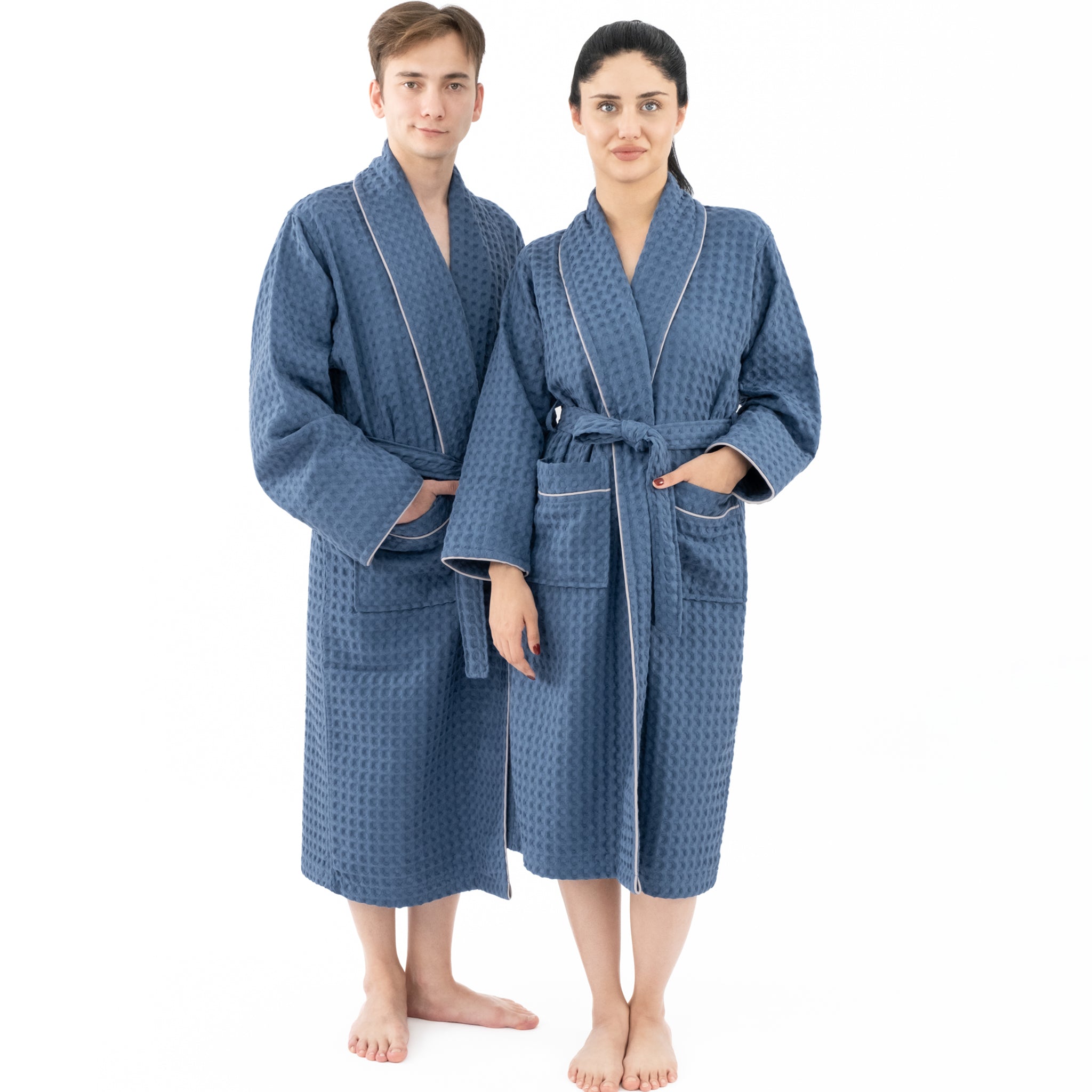 American-softlinen 100% Cotton Waffle Robes for Women and Men, Unisex Waffle Kimono Lounging Bathrobe, 1 Piece Waffle Robe for Couples After Shower