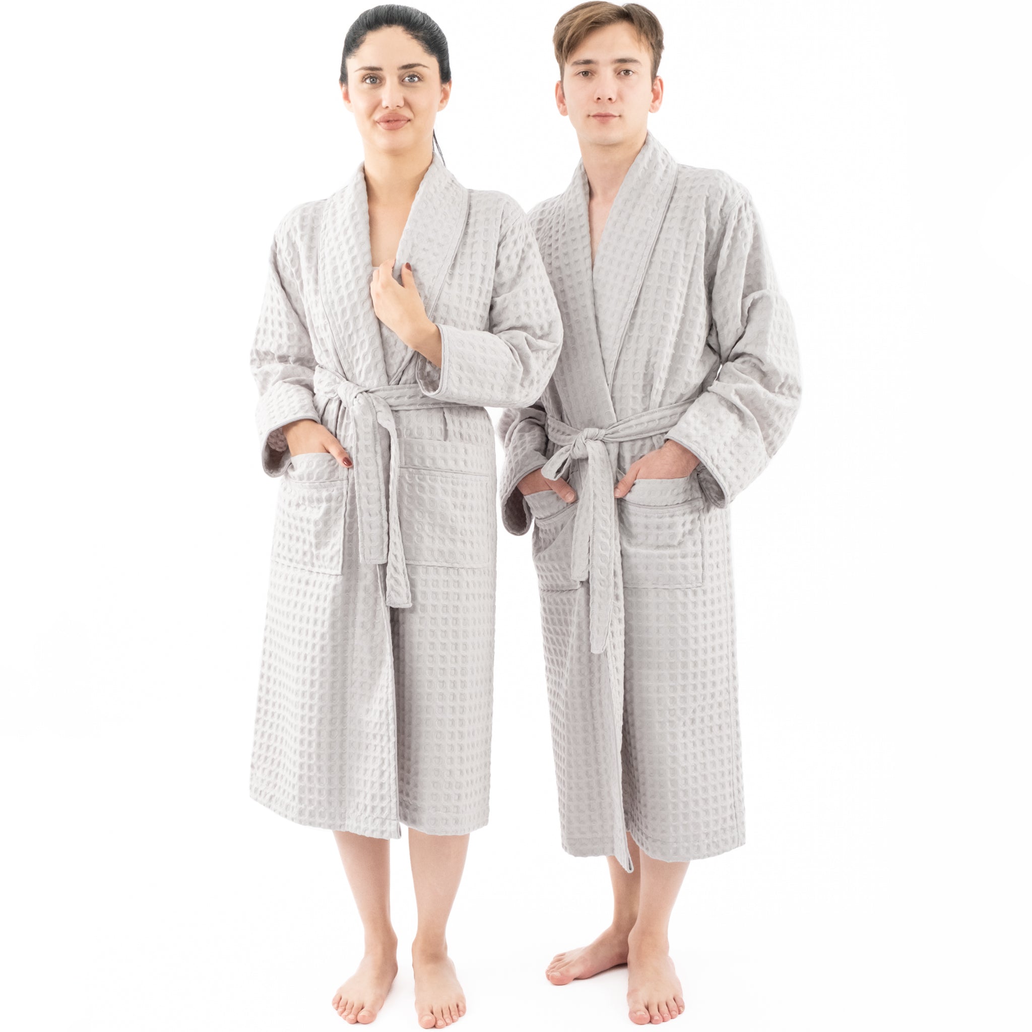 American-softlinen 100% Cotton Waffle Robes for Women and Men, Unisex Waffle Kimono Lounging Bathrobe, 1 Piece Waffle Robe for Couples After Shower