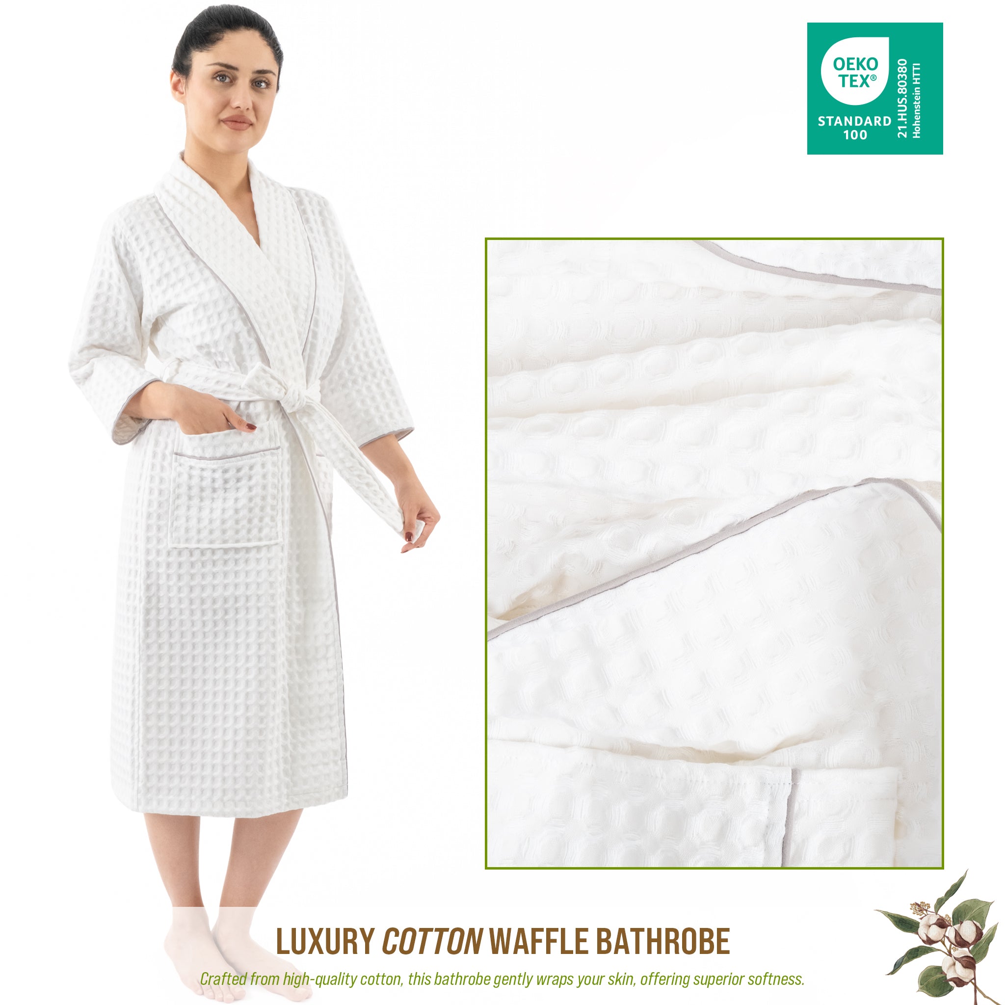 American-softlinen 100% Cotton Waffle Robes for Women and Men, Unisex Waffle Kimono Lounging Bathrobe, 1 Piece Waffle Robe for Couples After Shower