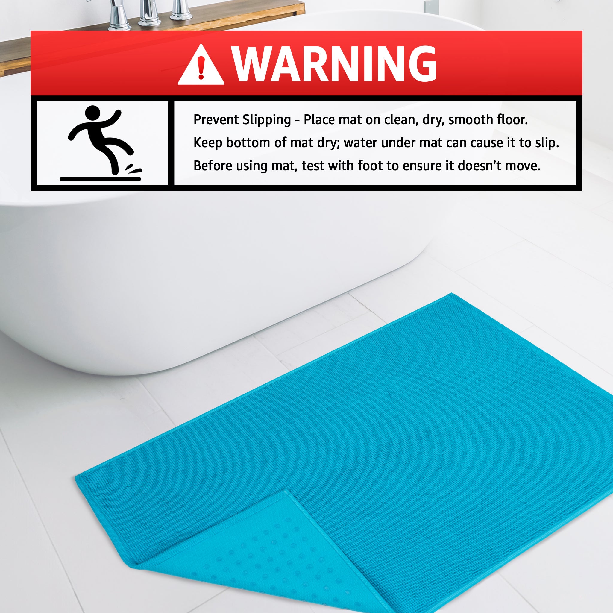 American-softlinen 100% Cotton Bath Mat Rugs, 17x24 inches Slip Resistant Bottom Base Bath Mats for Bathroom