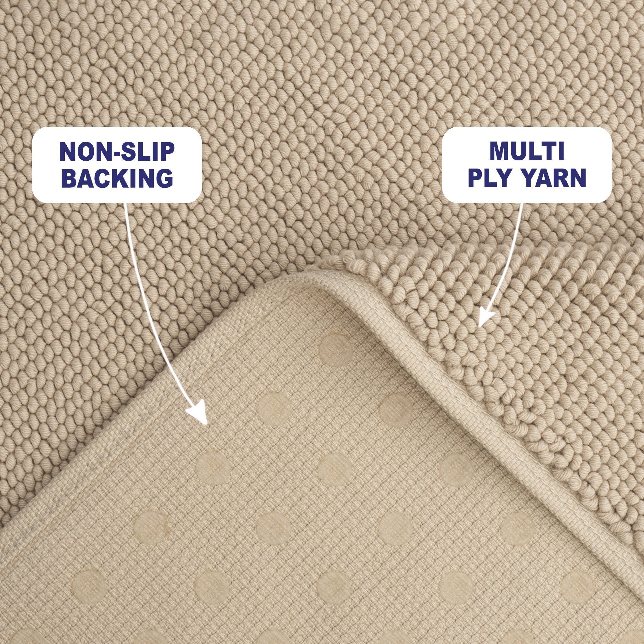 American-softlinen 100% Cotton Bath Mat Rugs, 17x24 inches Slip Resistant Bottom Base Bath Mats for Bathroom