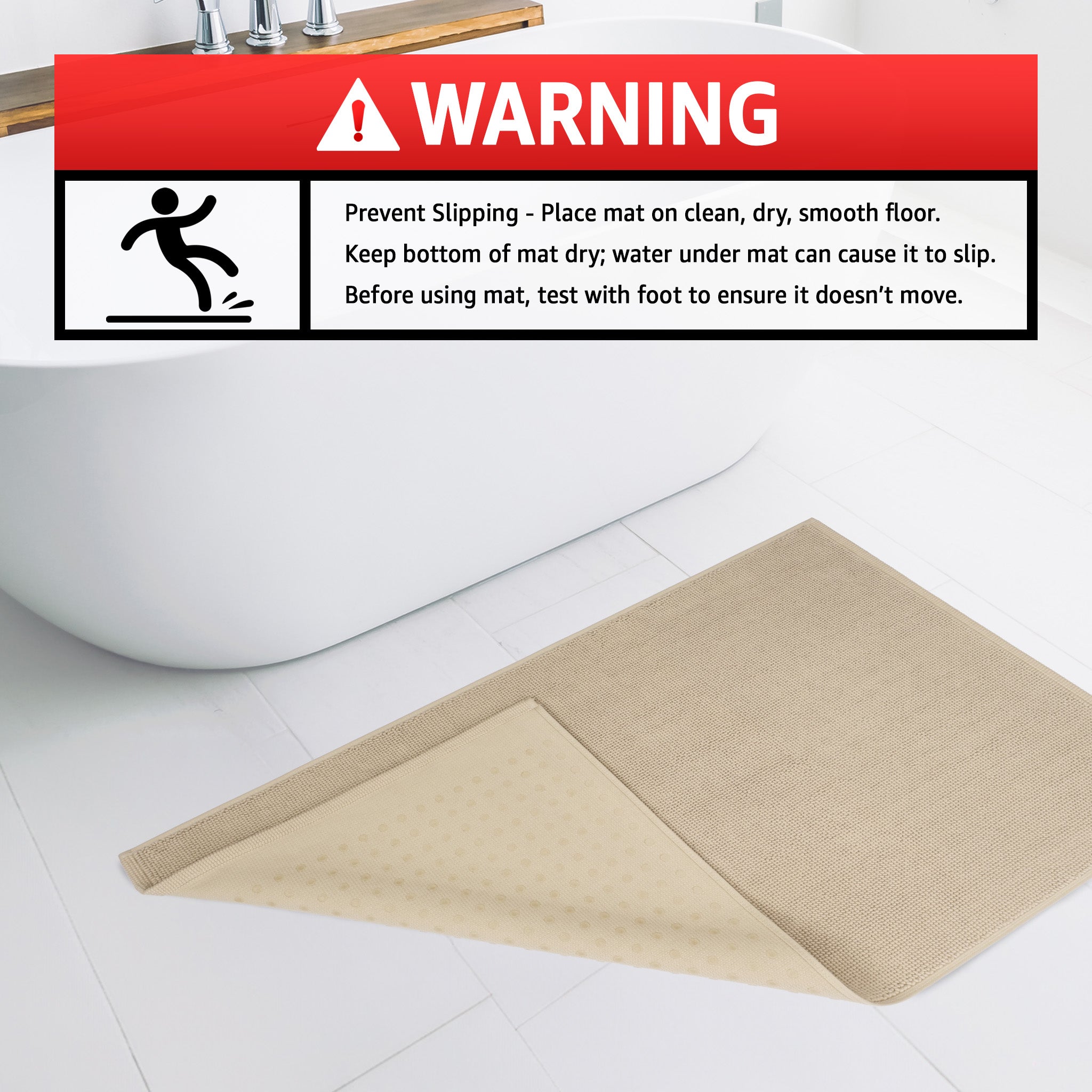 American-softlinen 100% Cotton Bath Mat Rugs, 17x24 inches Slip Resistant Bottom Base Bath Mats for Bathroom