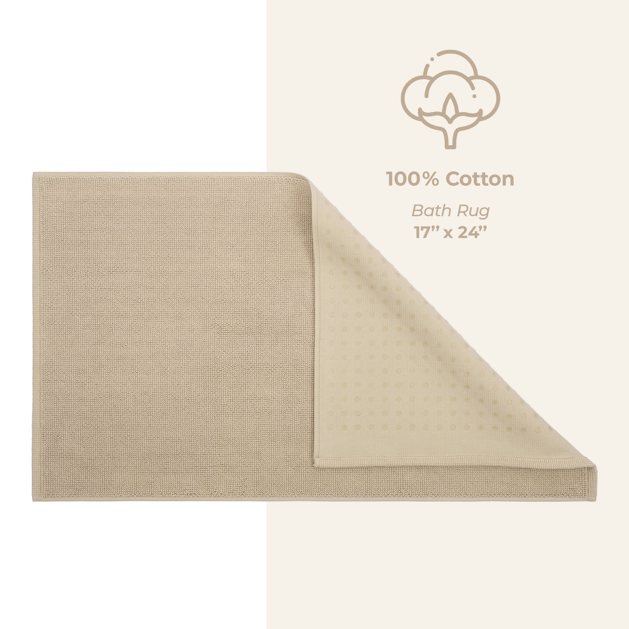 American-softlinen 100% Cotton Bath Mat Rugs, 17x24 inches Slip Resistant Bottom Base Bath Mats for Bathroom
