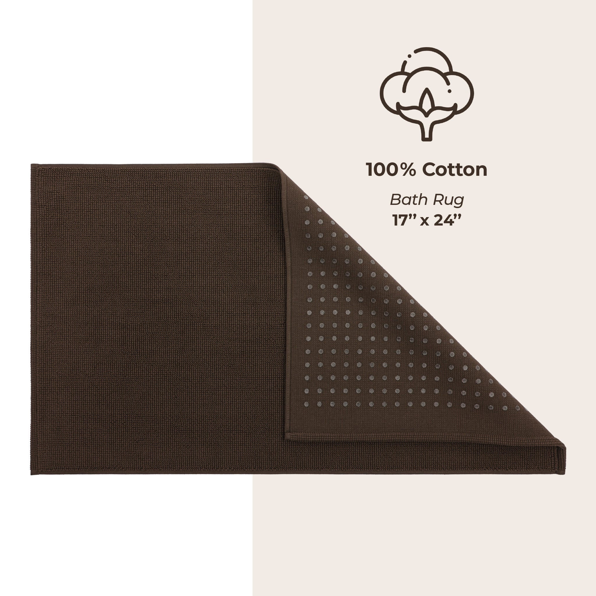 American-softlinen 100% Cotton Bath Mat Rugs, 17x24 inches Slip Resistant Bottom Base Bath Mats for Bathroom