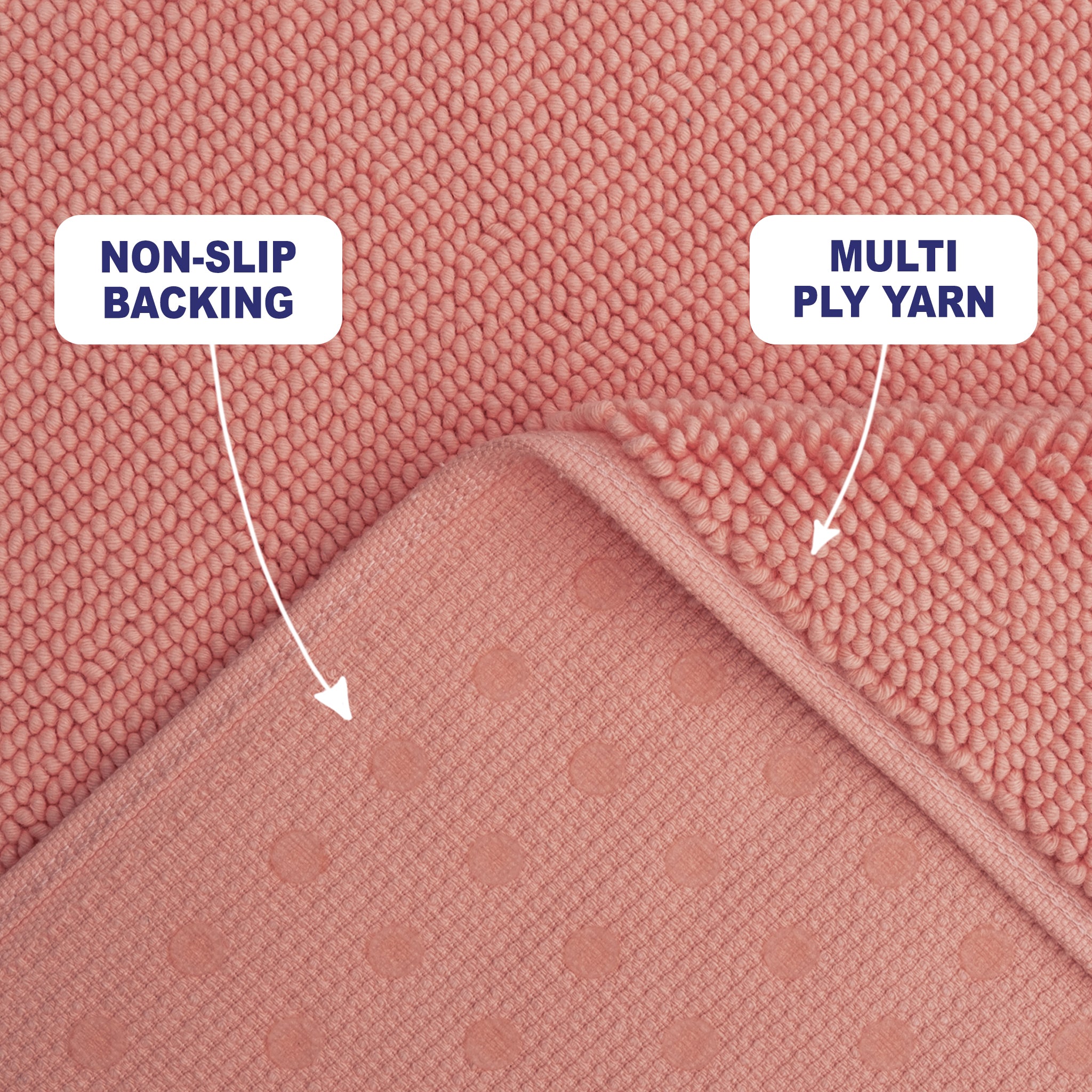 American-softlinen 100% Cotton Bath Mat Rugs, 17x24 inches Slip Resistant Bottom Base Bath Mats for Bathroom