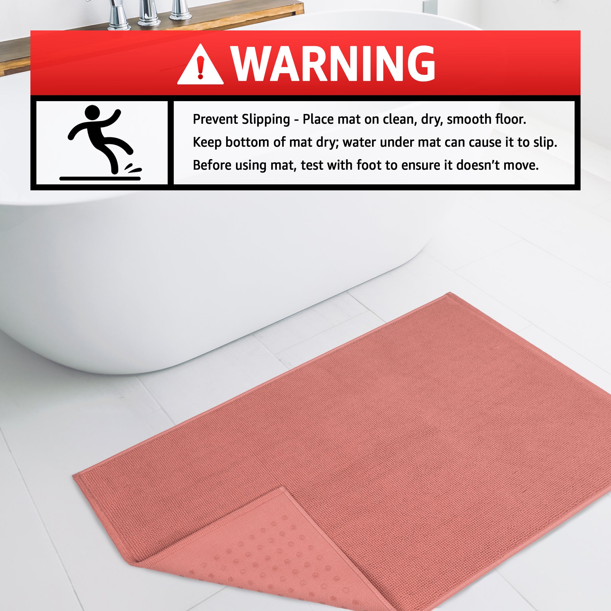American-softlinen 100% Cotton Bath Mat Rugs, 17x24 inches Slip Resistant Bottom Base Bath Mats for Bathroom