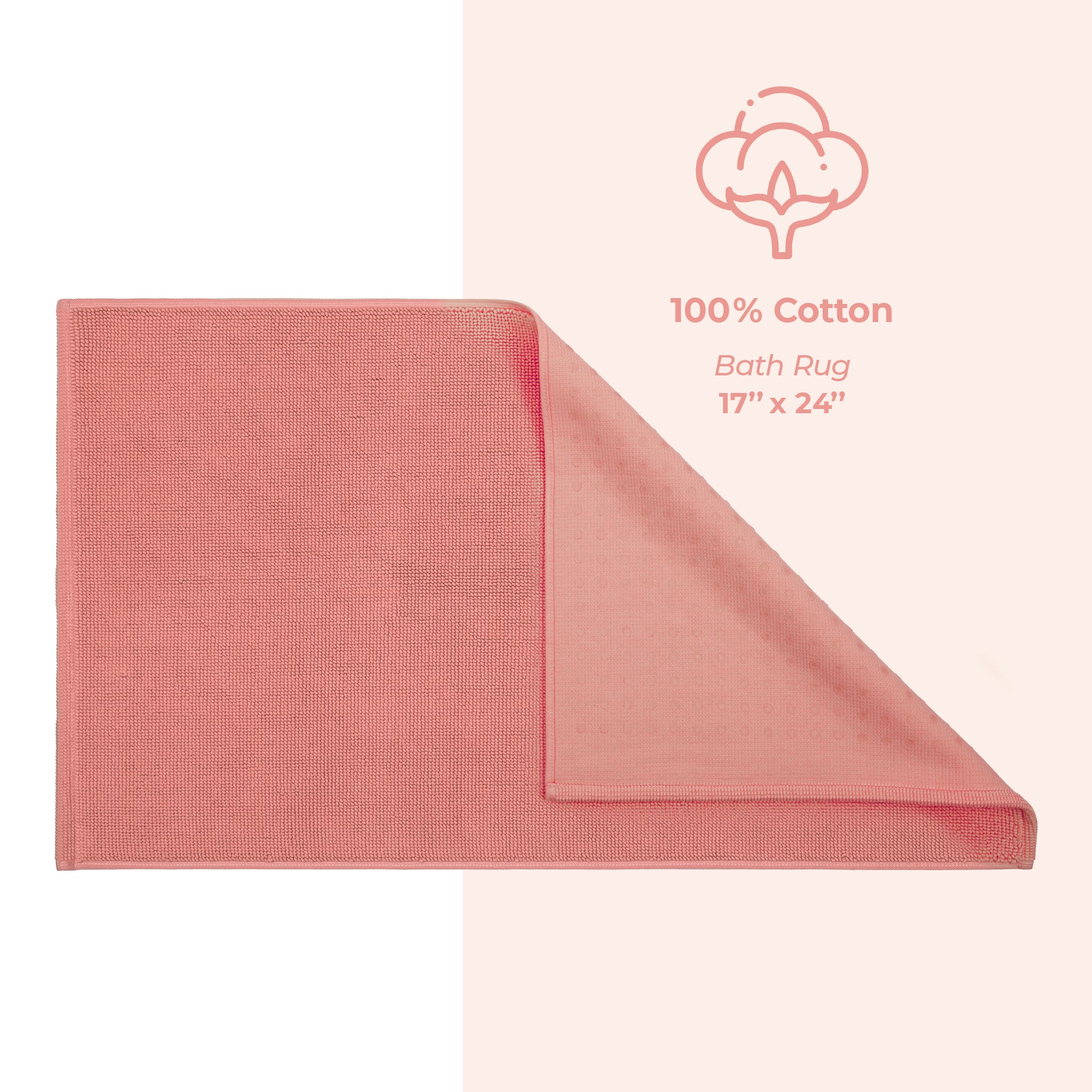 American-softlinen 100% Cotton Bath Mat Rugs, 17x24 inches Slip Resistant Bottom Base Bath Mats for Bathroom