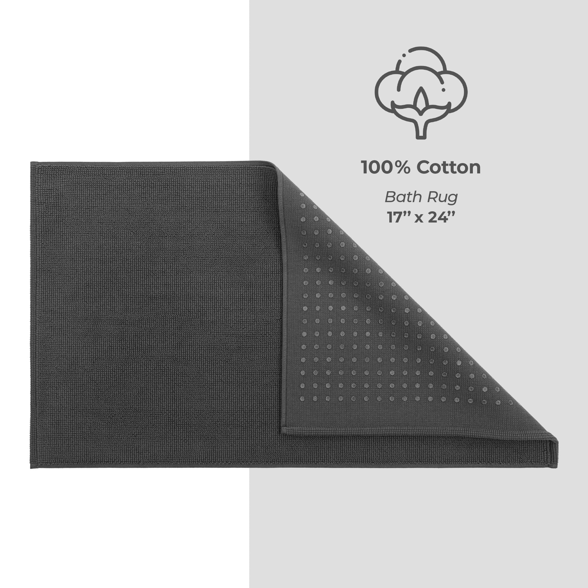 American-softlinen 100% Cotton Bath Mat Rugs, 17x24 inches Slip Resistant Bottom Base Bath Mats for Bathroom