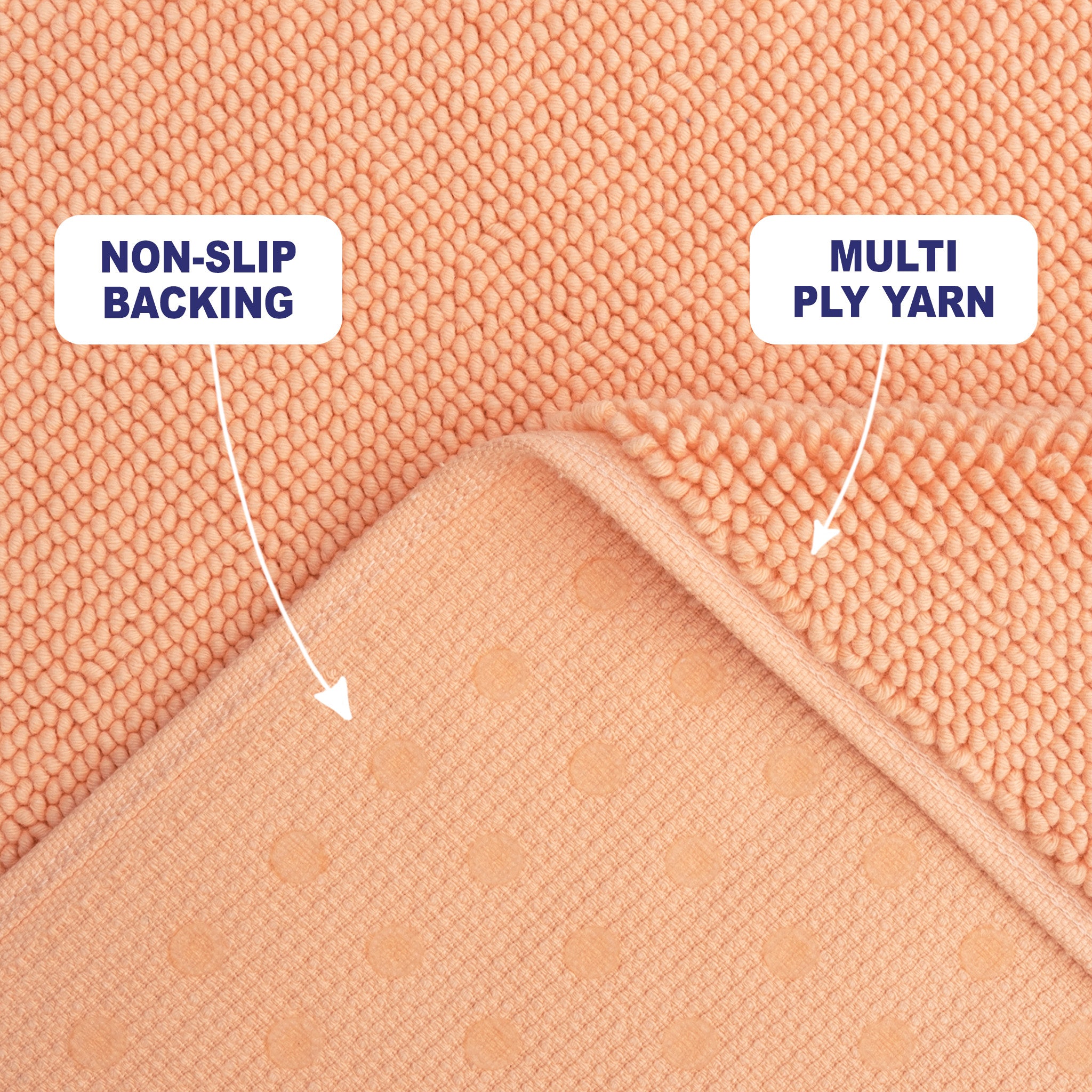 American-softlinen 100% Cotton Bath Mat Rugs, 17x24 inches Slip Resistant Bottom Base Bath Mats for Bathroom